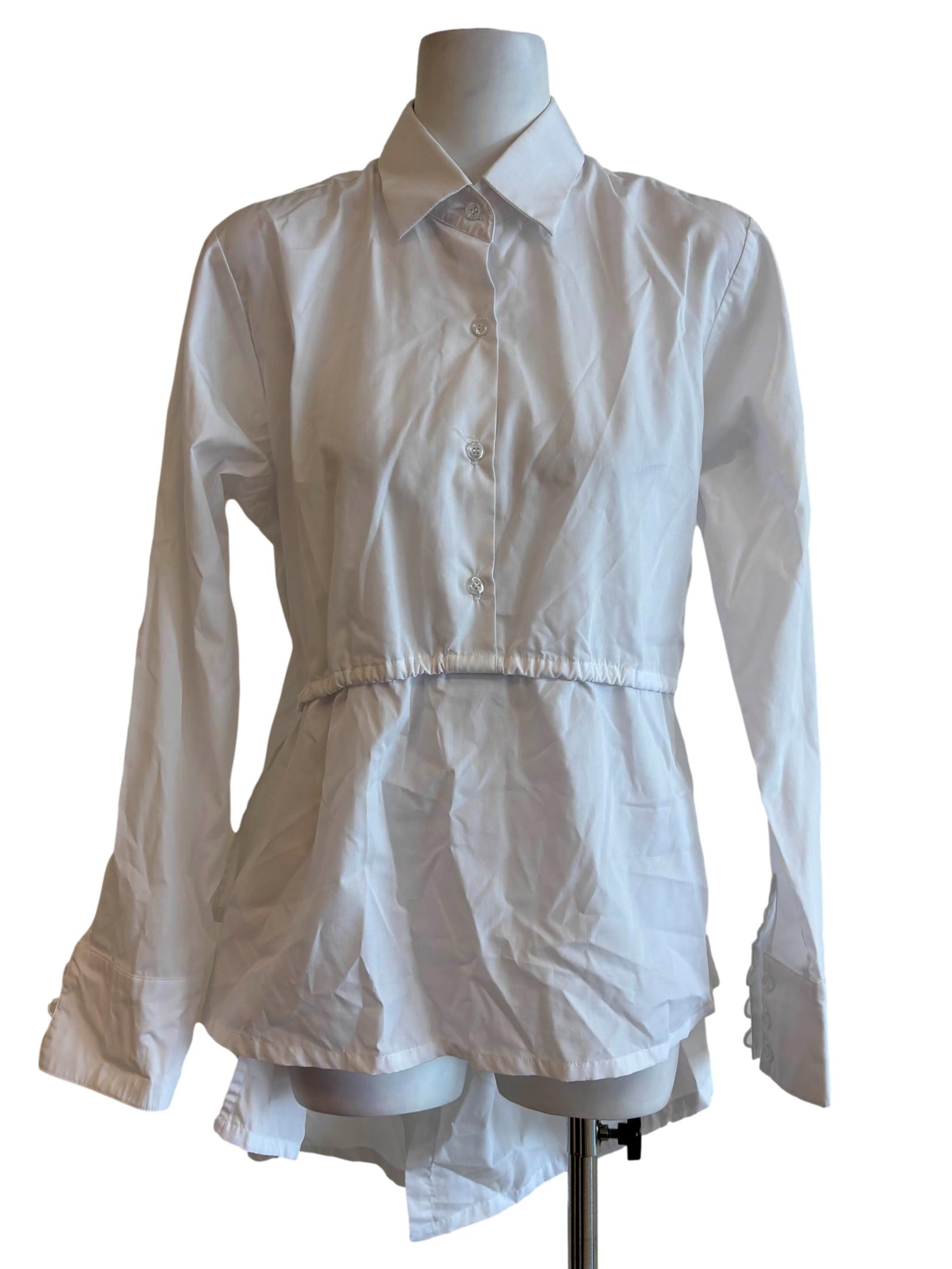 Powder White Long Sleeve Cotton Shirt