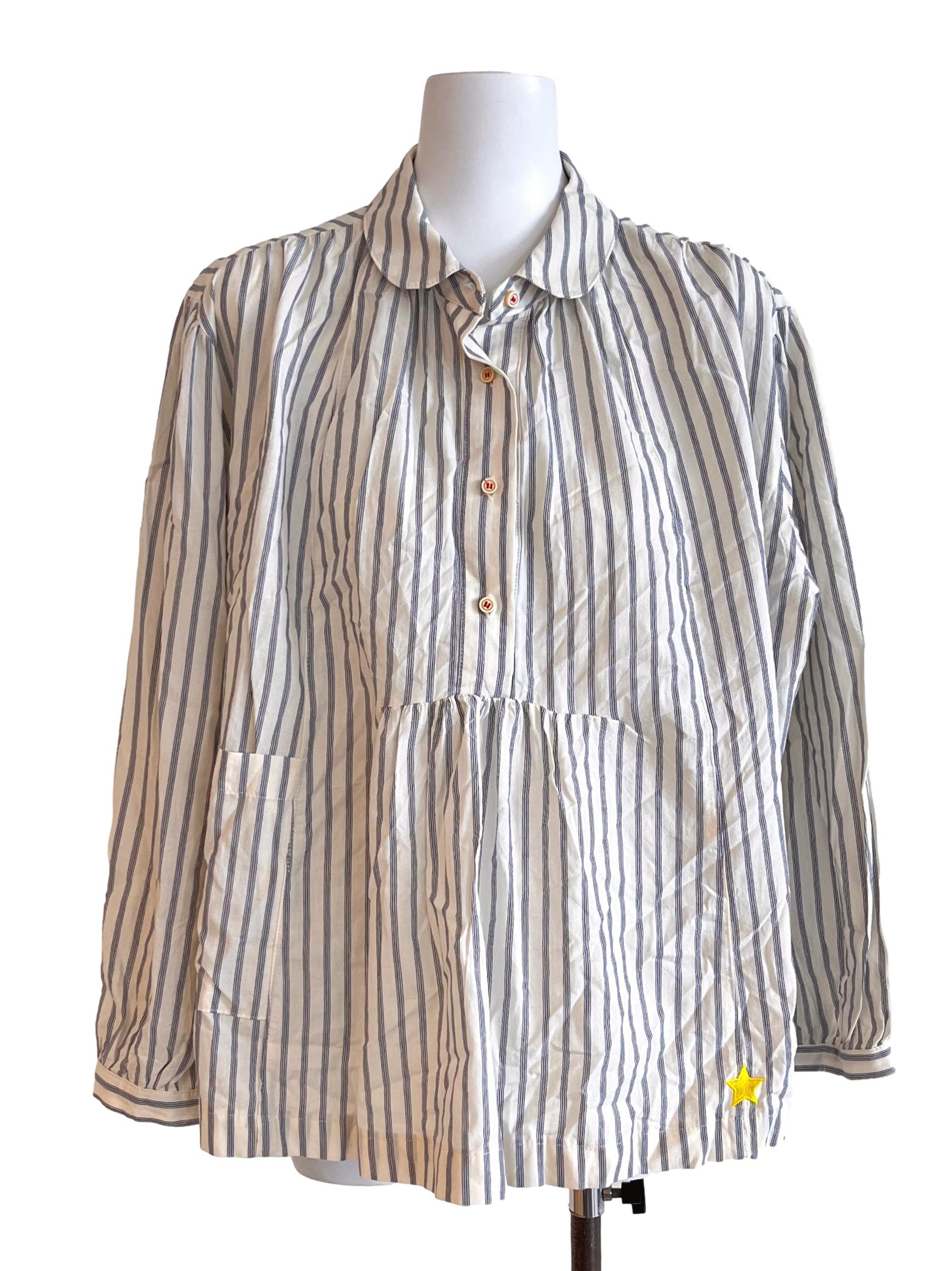 Ivory White Stripe Oversized Blouse