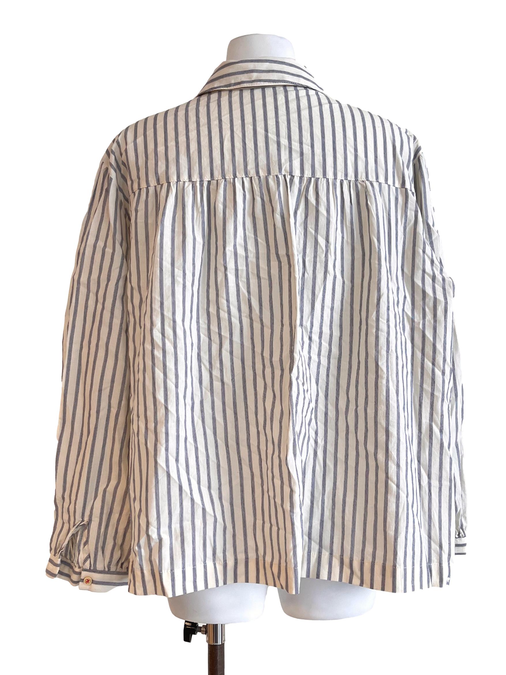 Ivory White Stripe Oversized Blouse