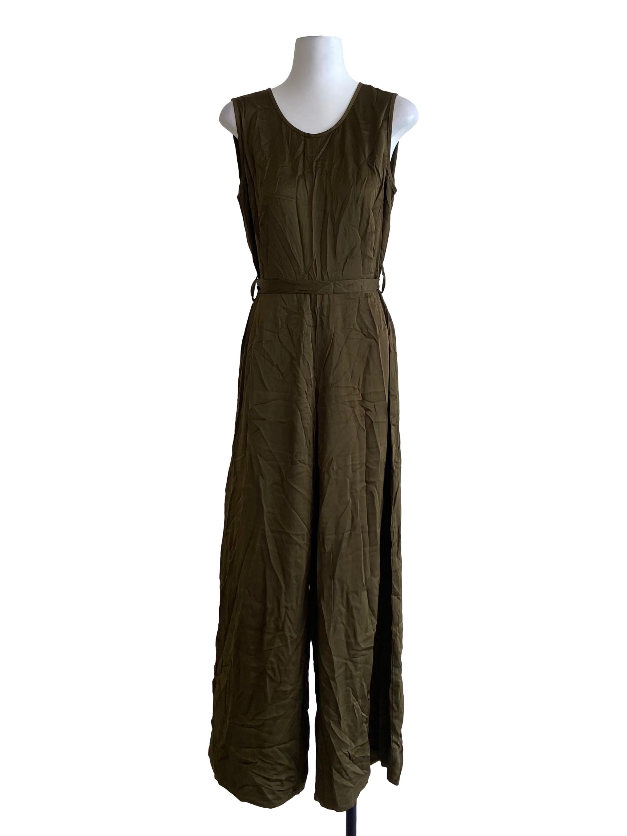Crocodile Green Jewel Neck Jumpsuit