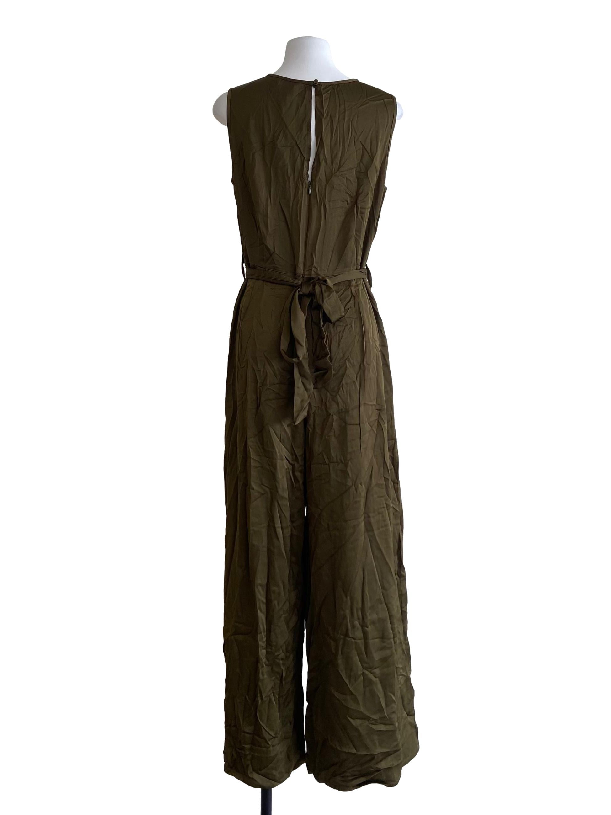 Crocodile Green Jewel Neck Jumpsuit