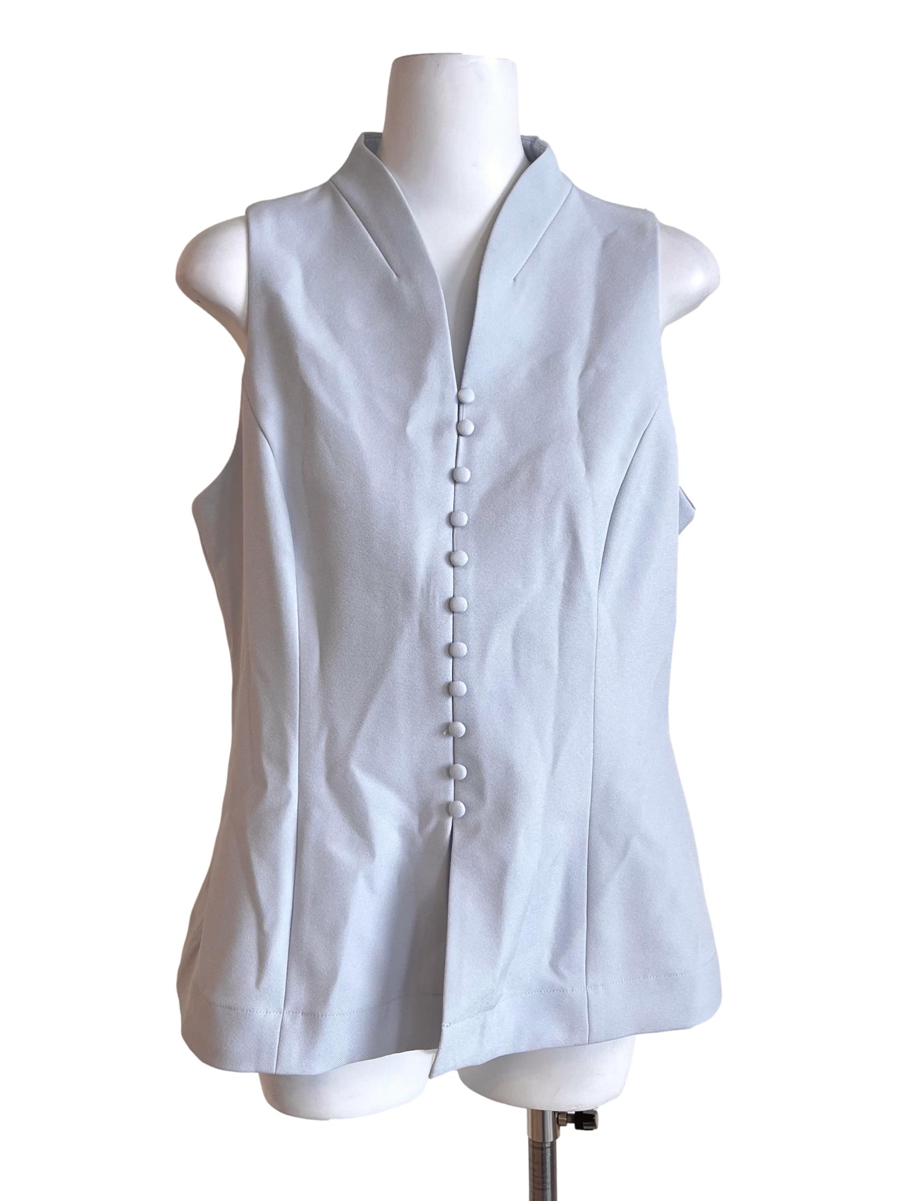 Mandarin Collar Peplum Vest Top LB