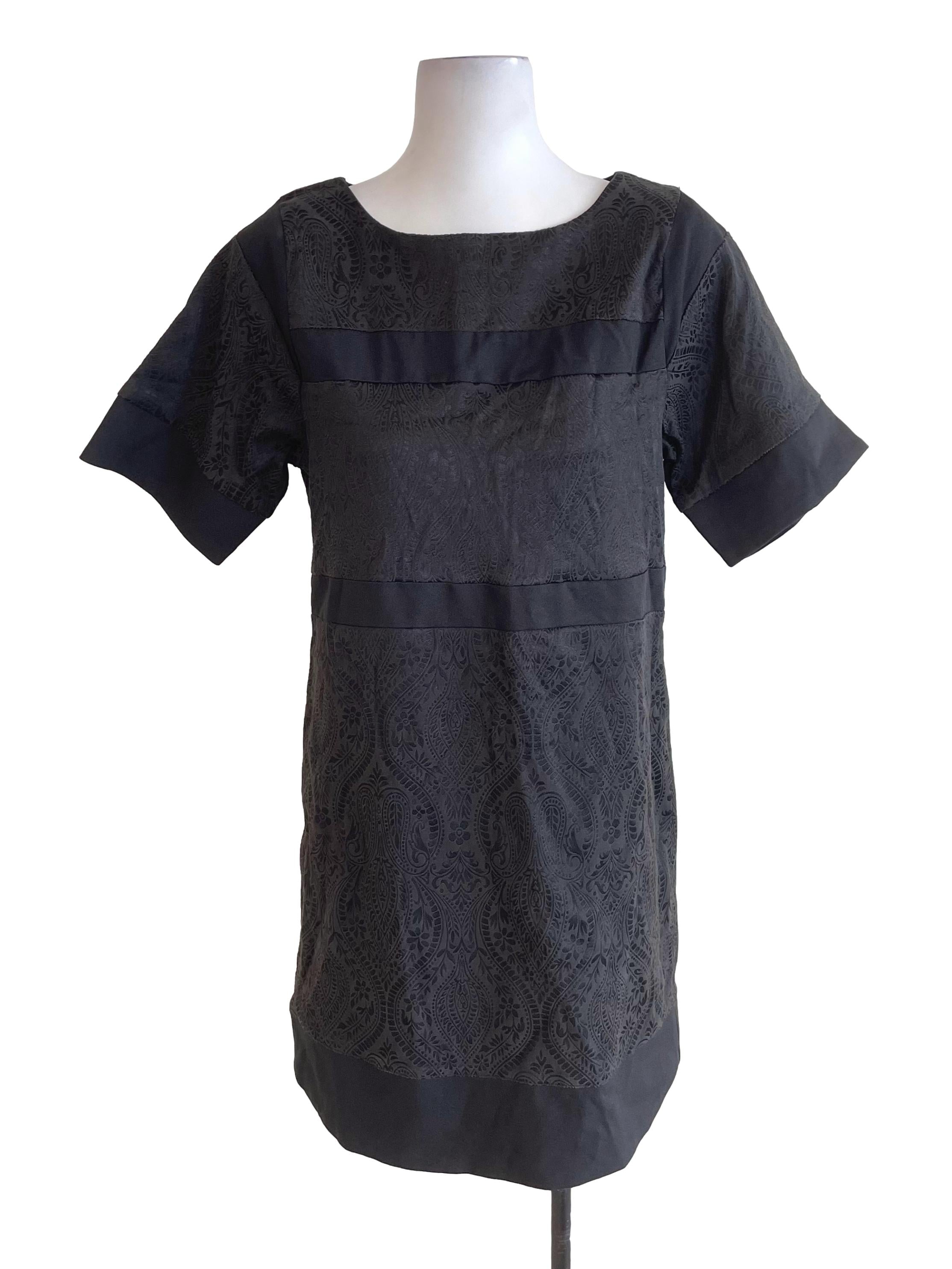 Black Embroidery Straight Dress