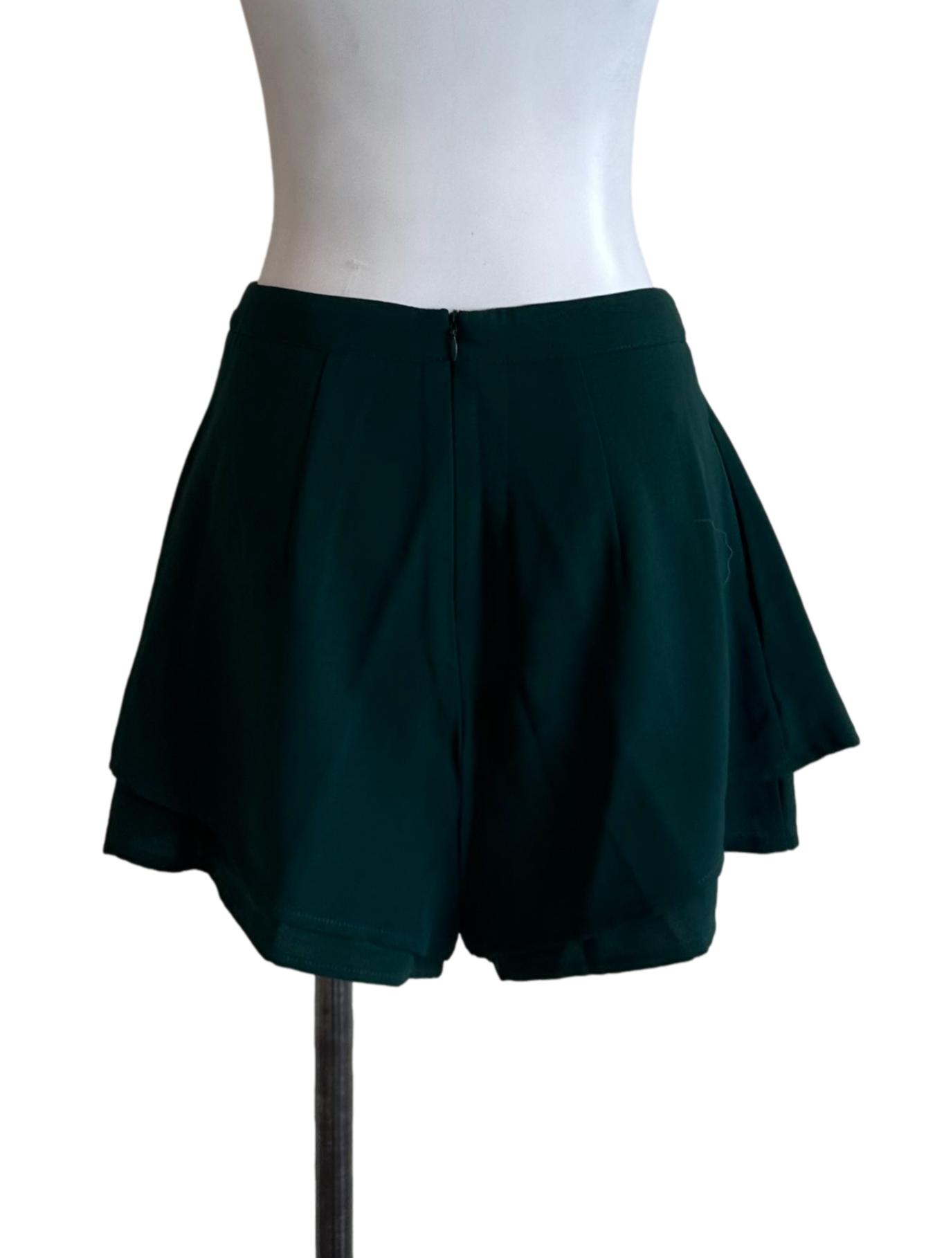 Emerald Green Box Pleated Shorts