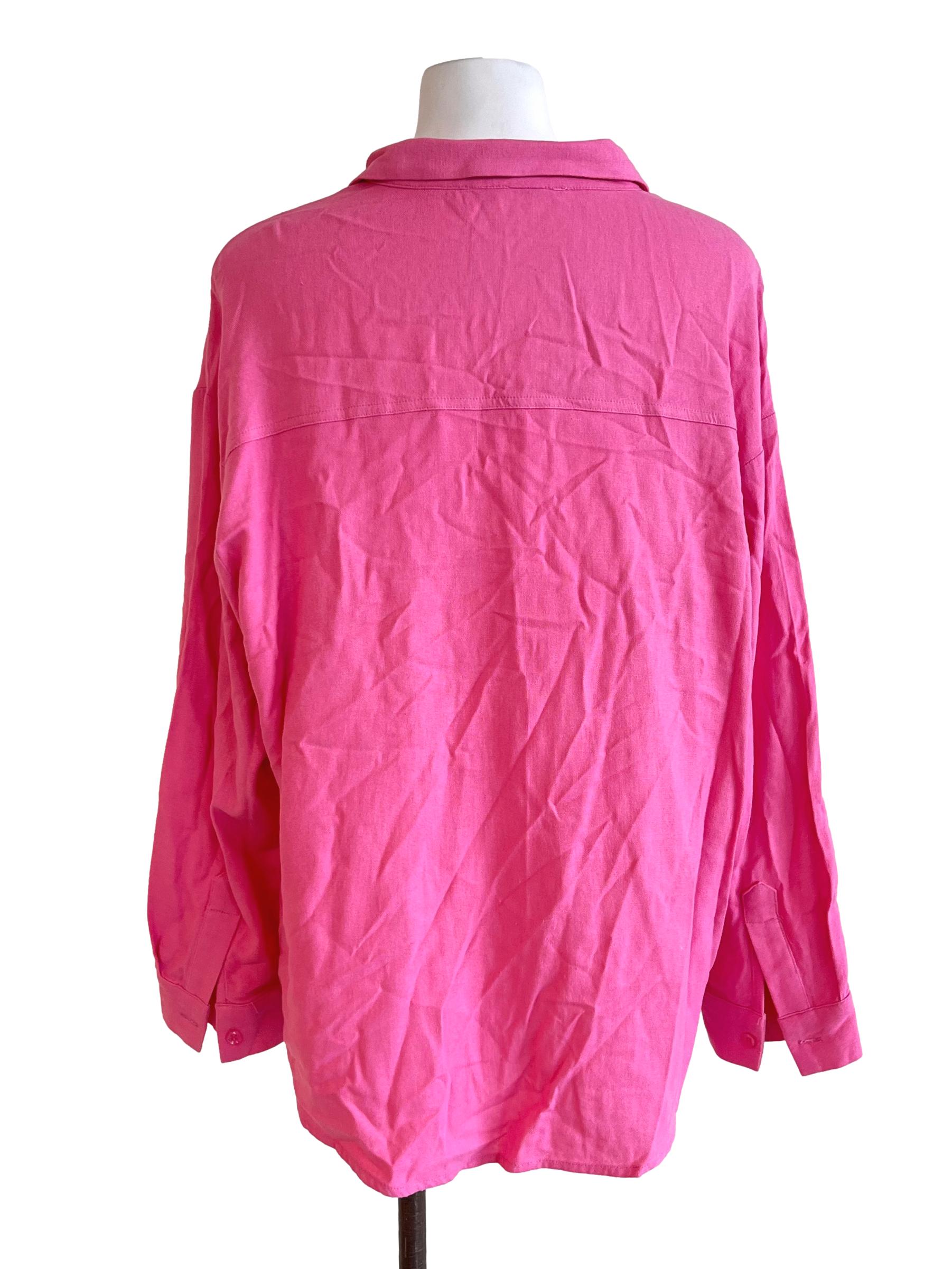 Fuschia Pink Oversized Linen Shirt LB