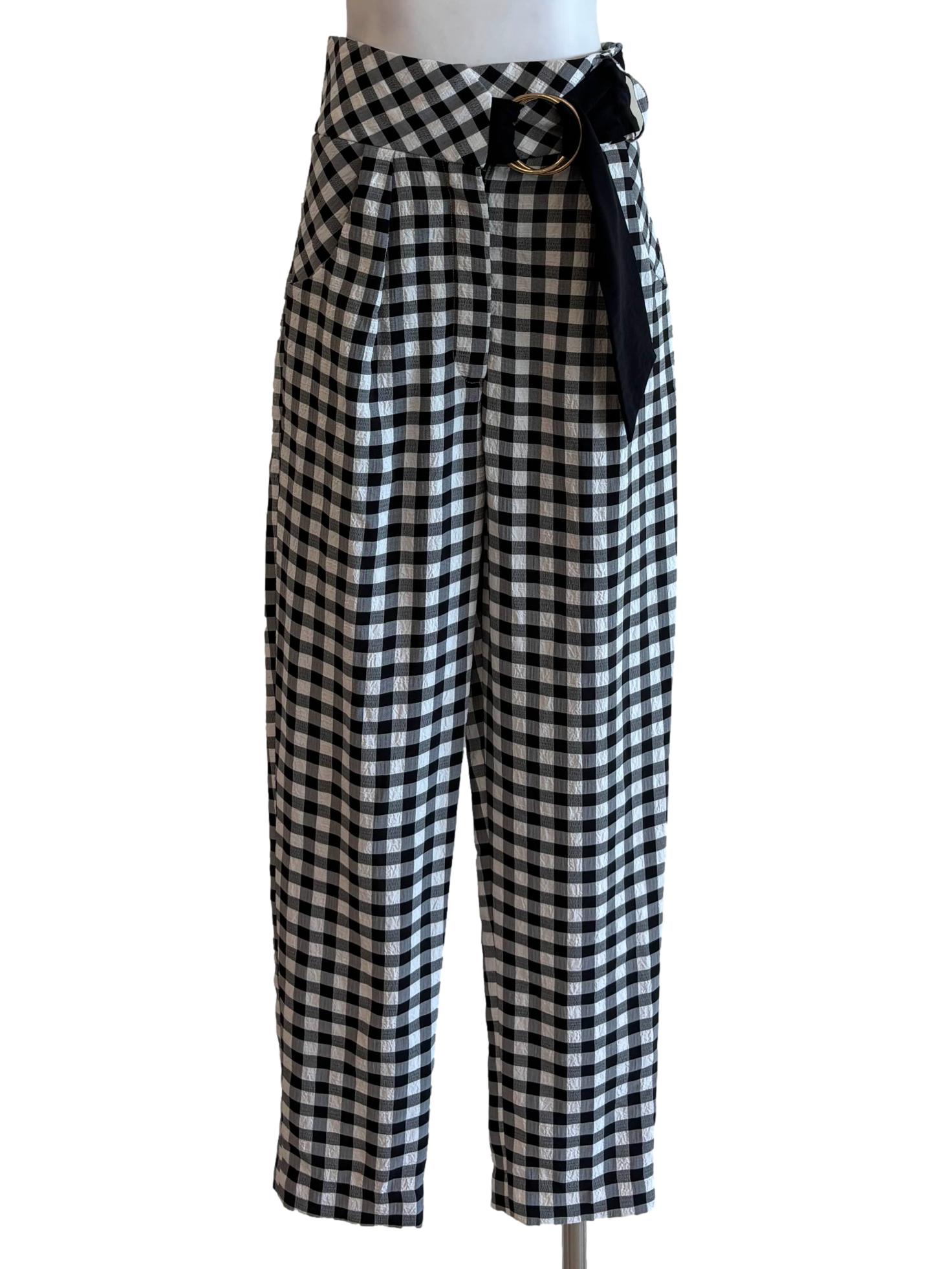 Black And White Checkered Slim Fit Pants