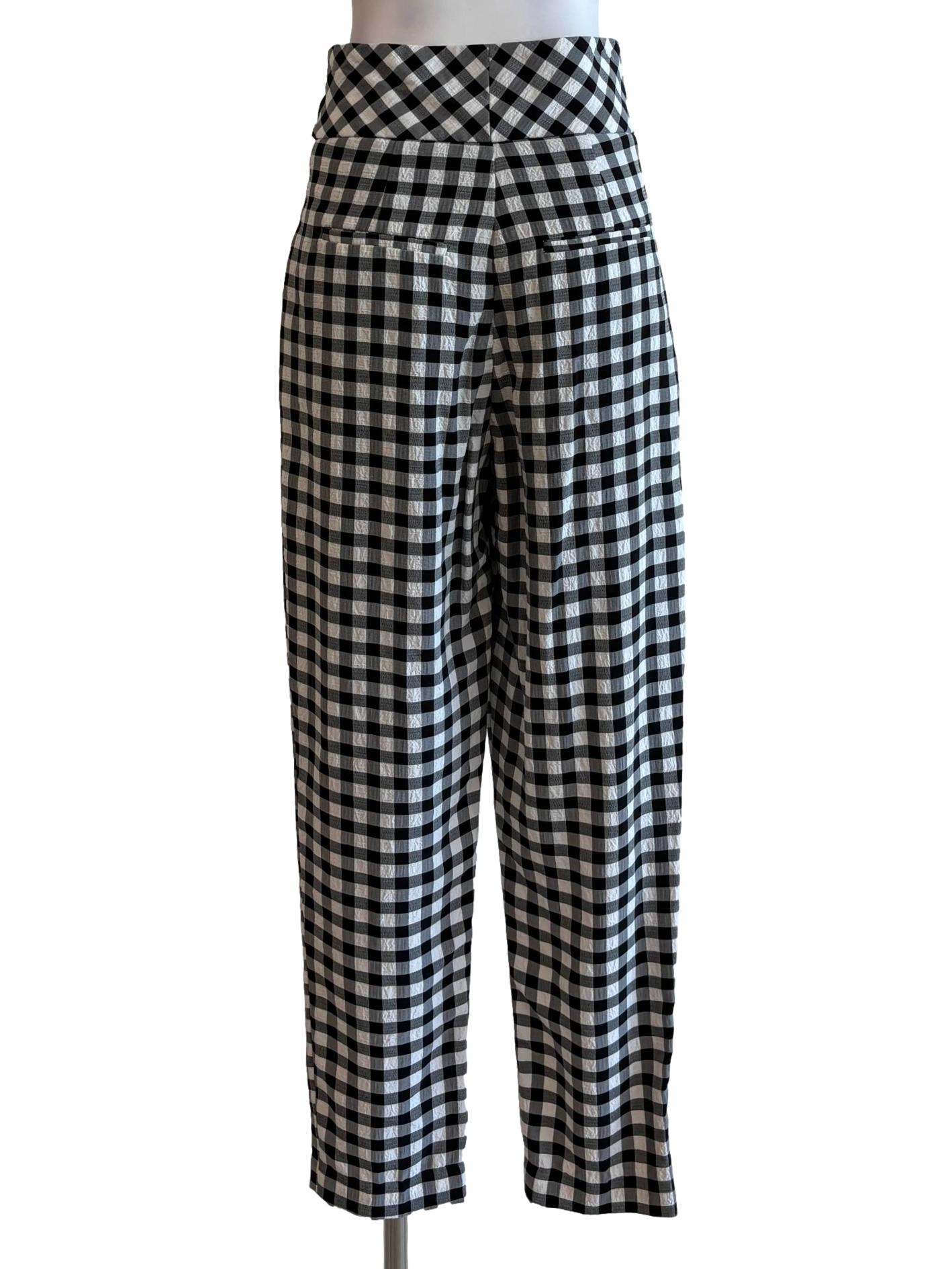 Black And White Checkered Slim Fit Pants