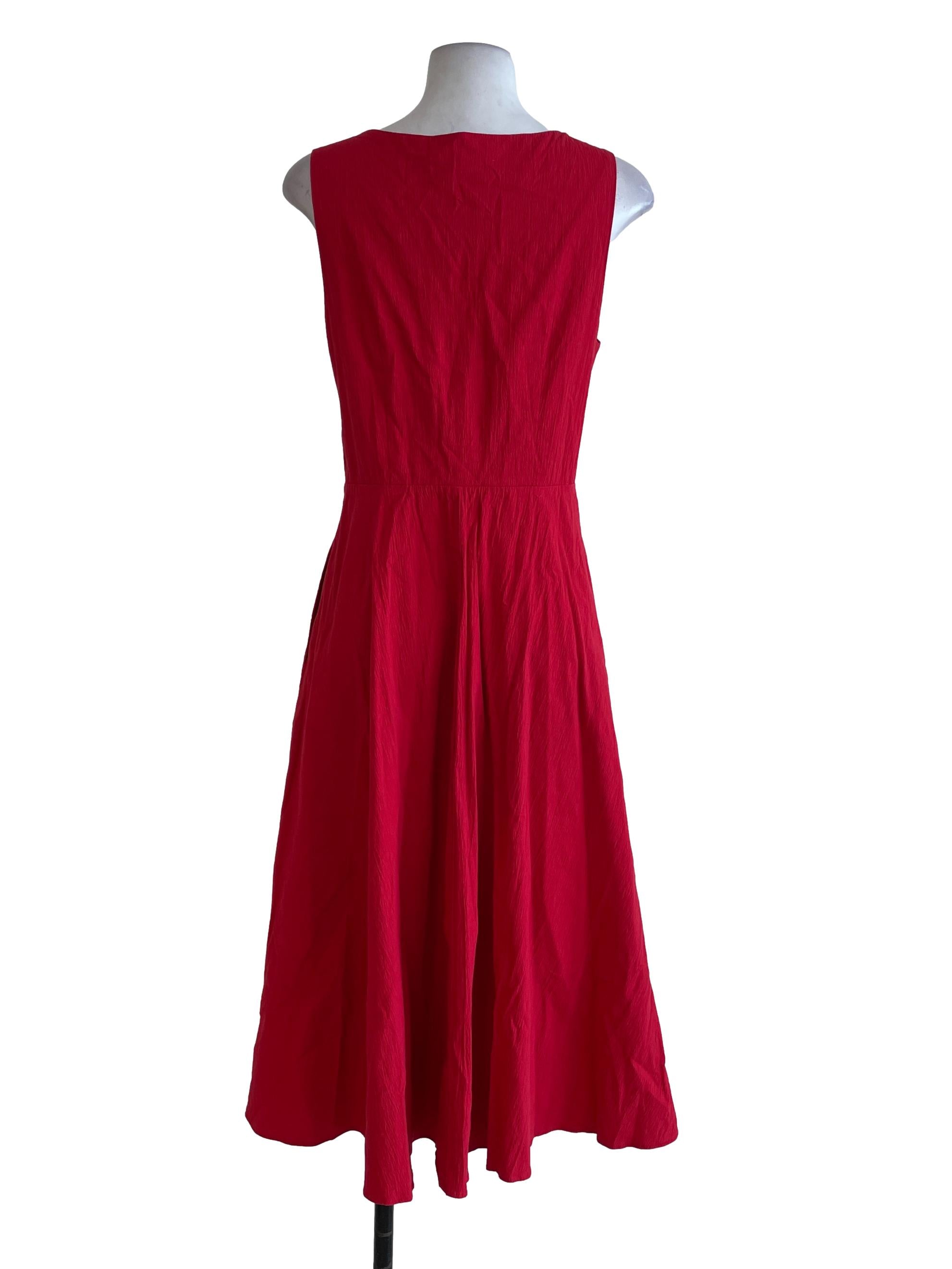 Red Plain A Line Dress LB