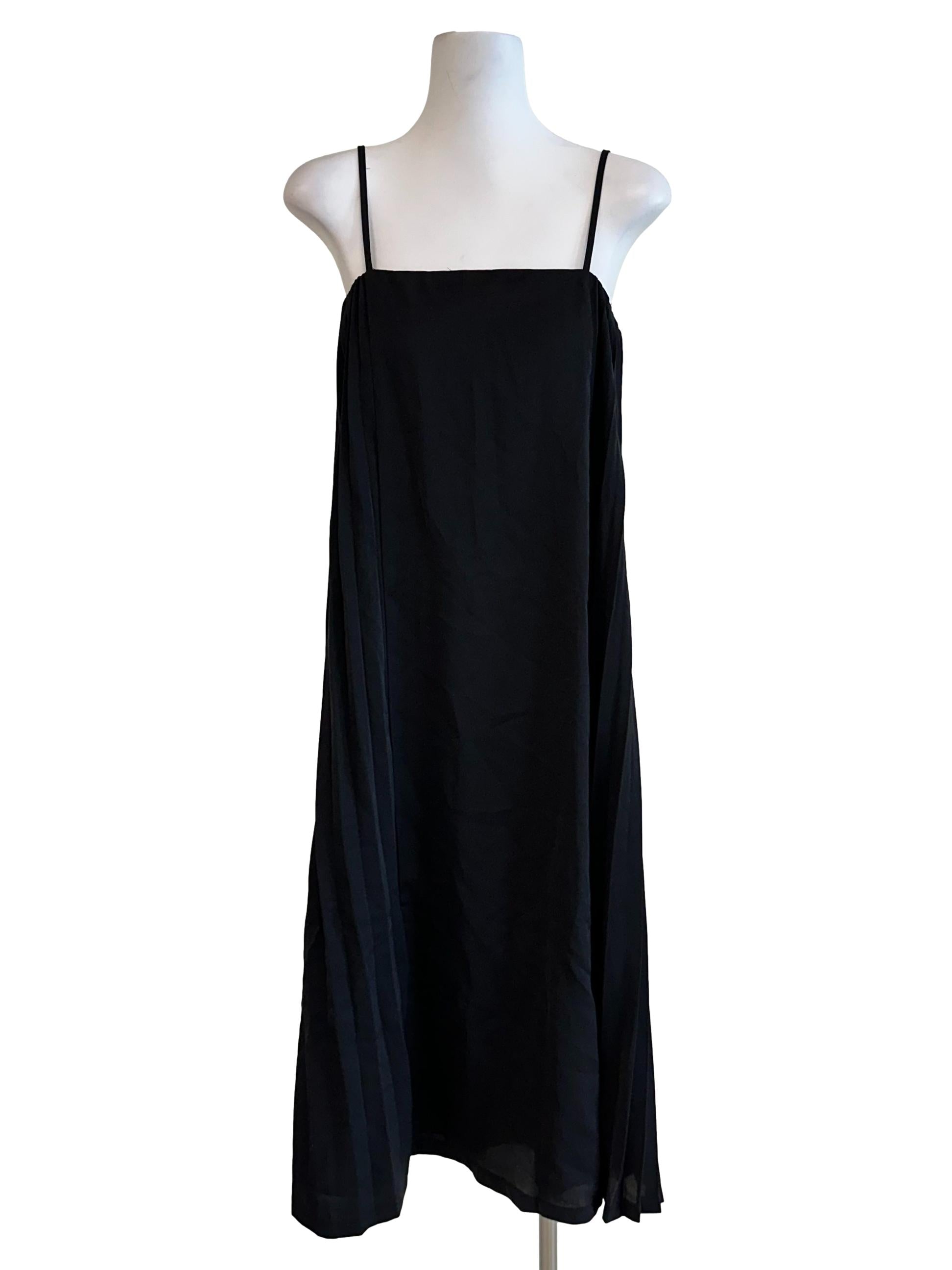 Oil Black Pleated Pattern Dress