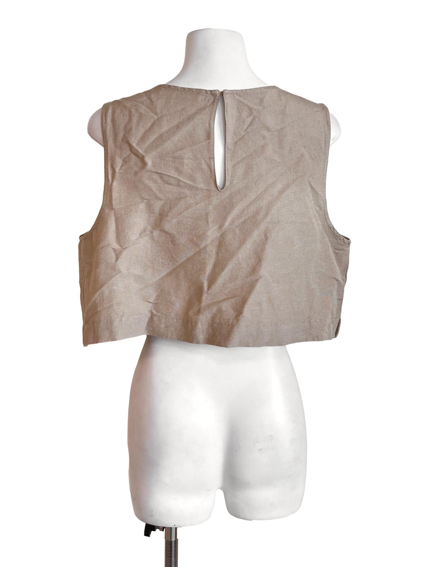 Linen Beige Crop Top LB