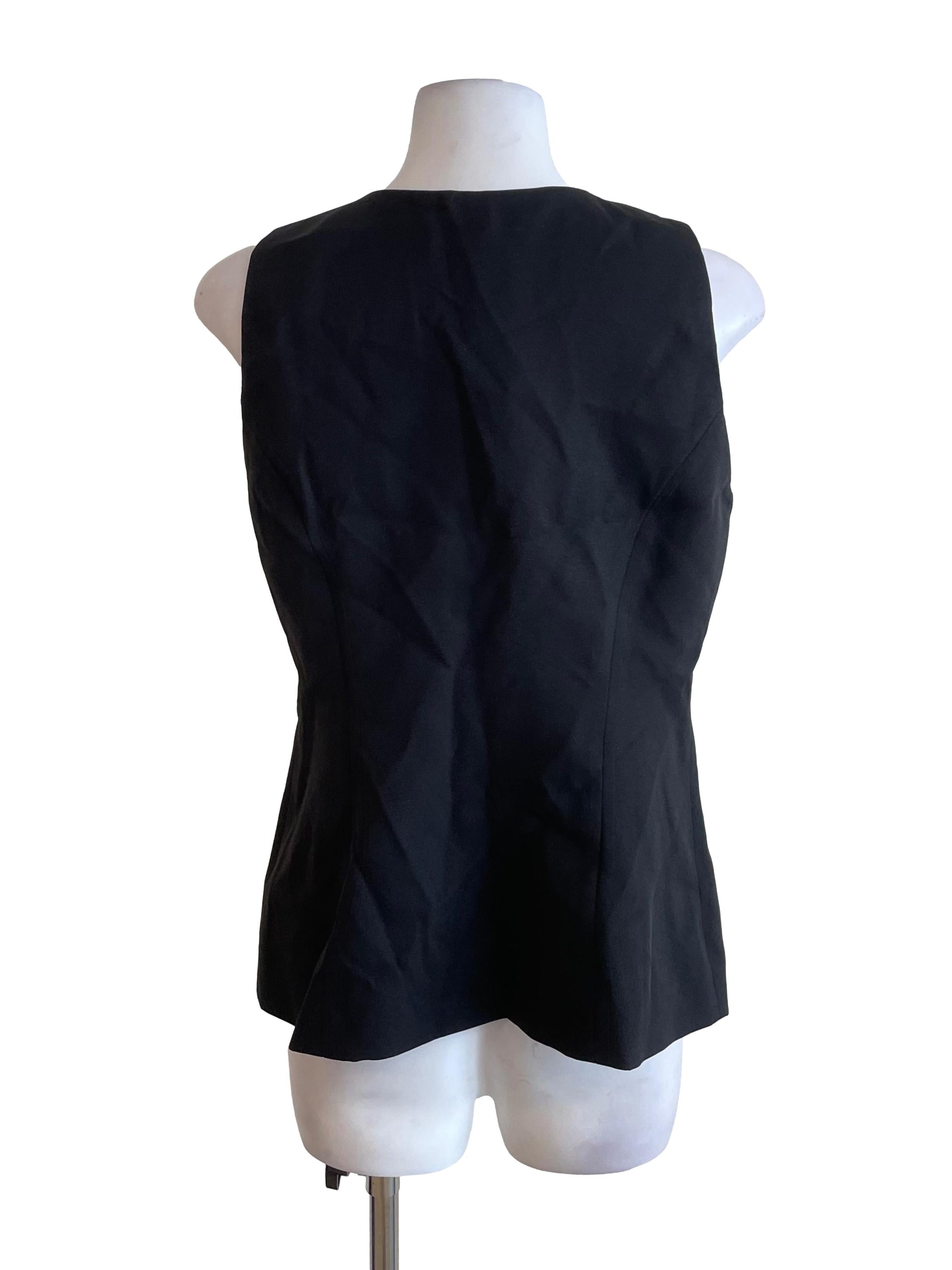 Black Flower Button Down Vest