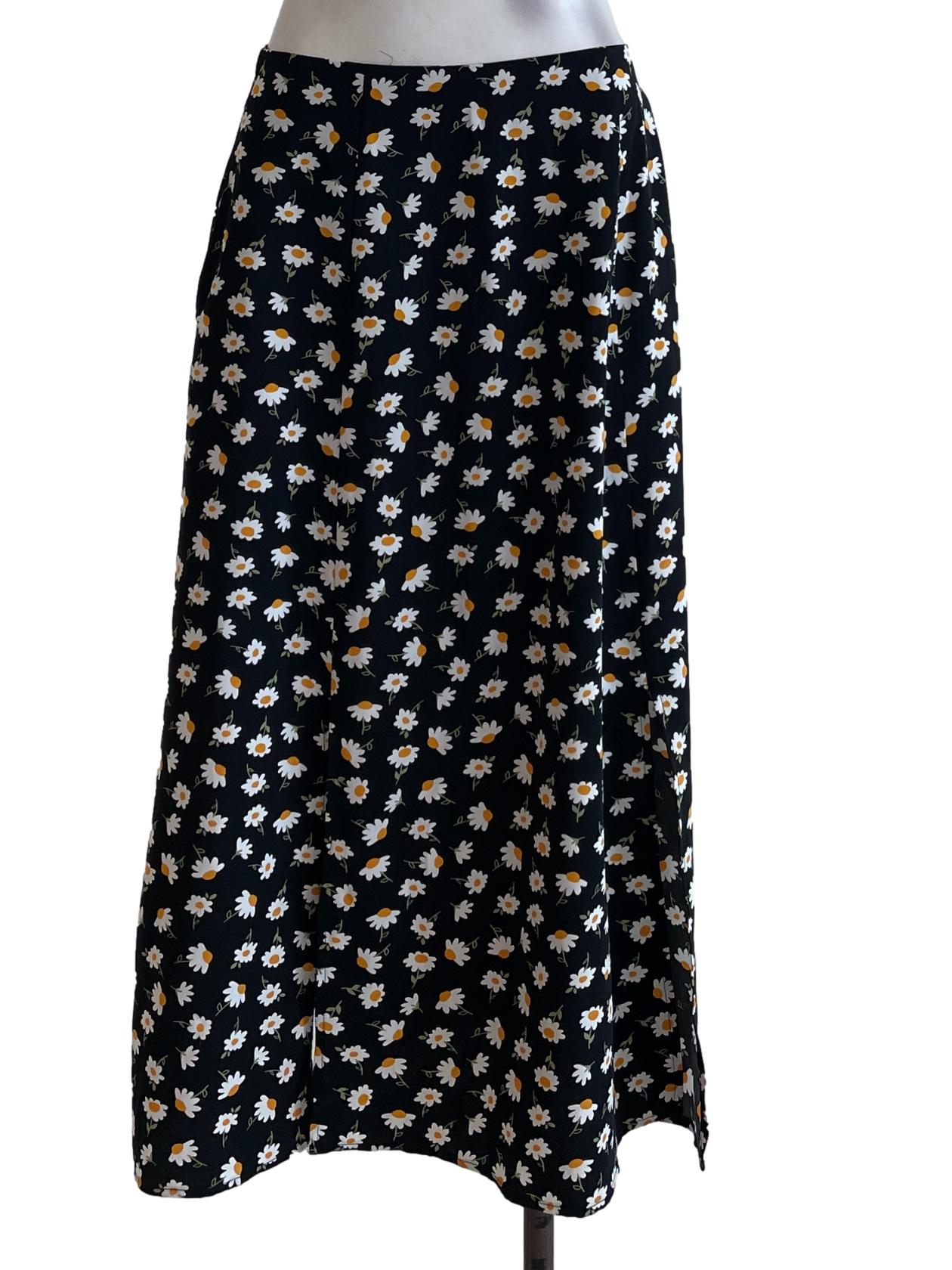 Black Floral Skirt