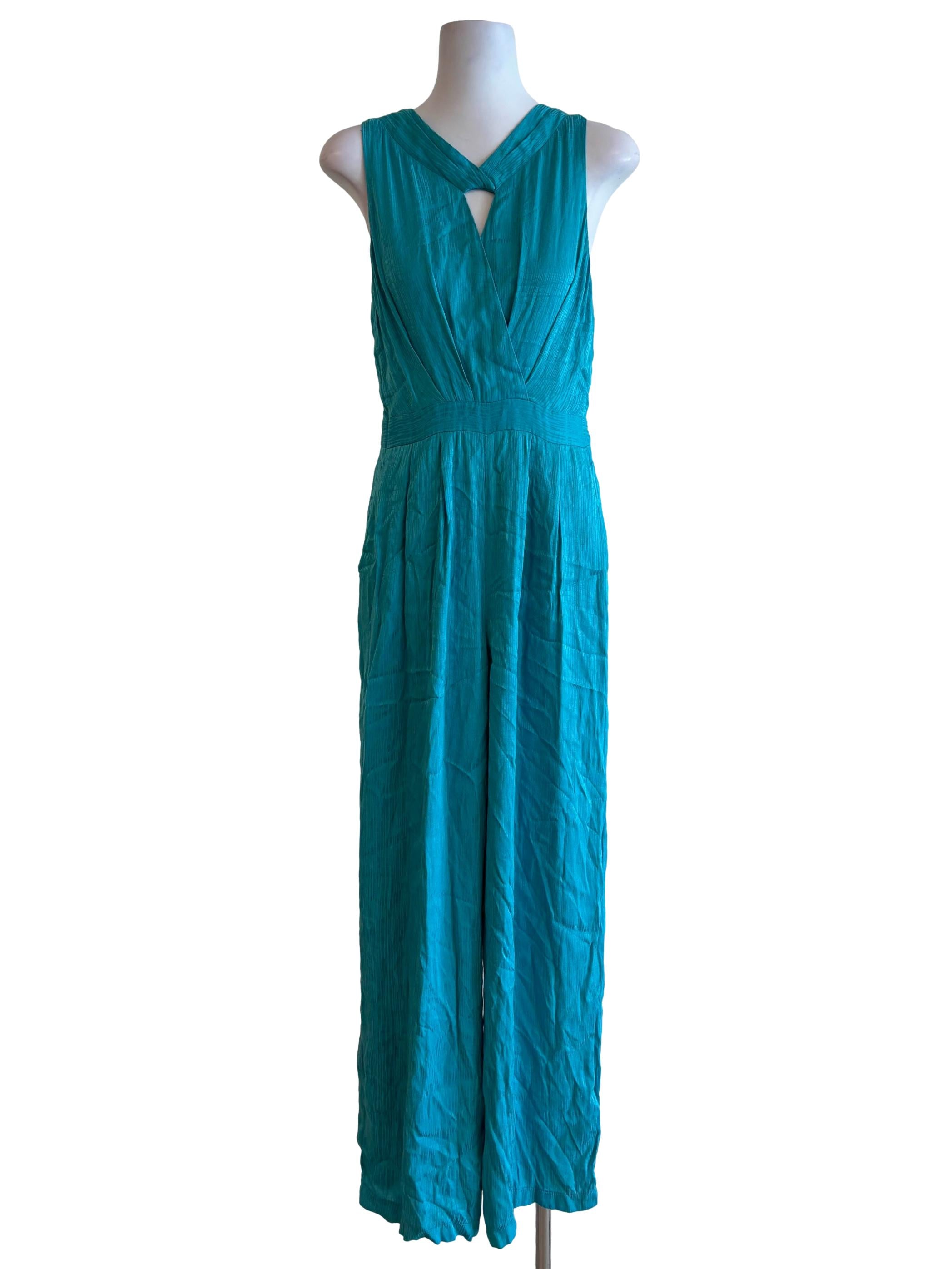 Aqua Blue Sleeveless Oversize Jumpsuit