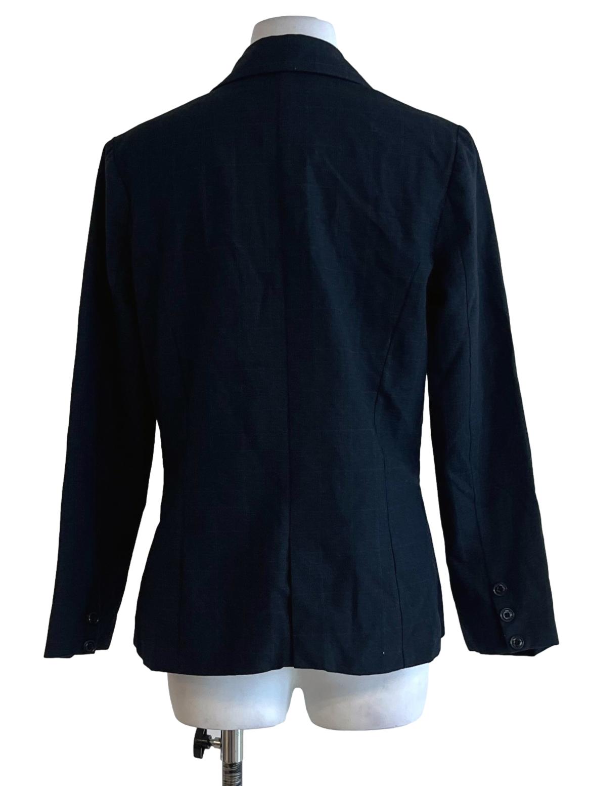 Navy Blue Wing Collar Single-Breasted Blazer