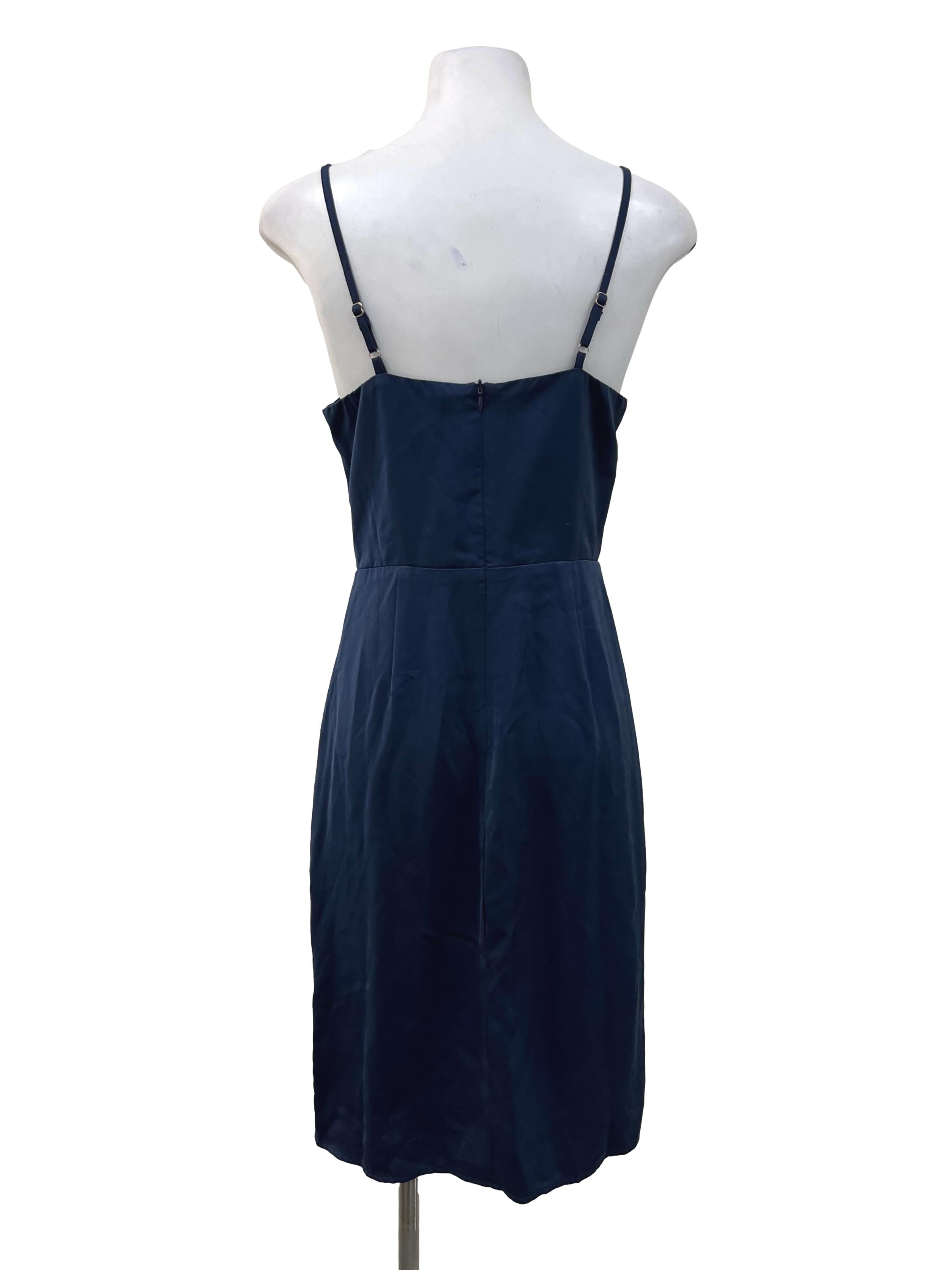 Blue Ruched Spaghetti Strap Dress