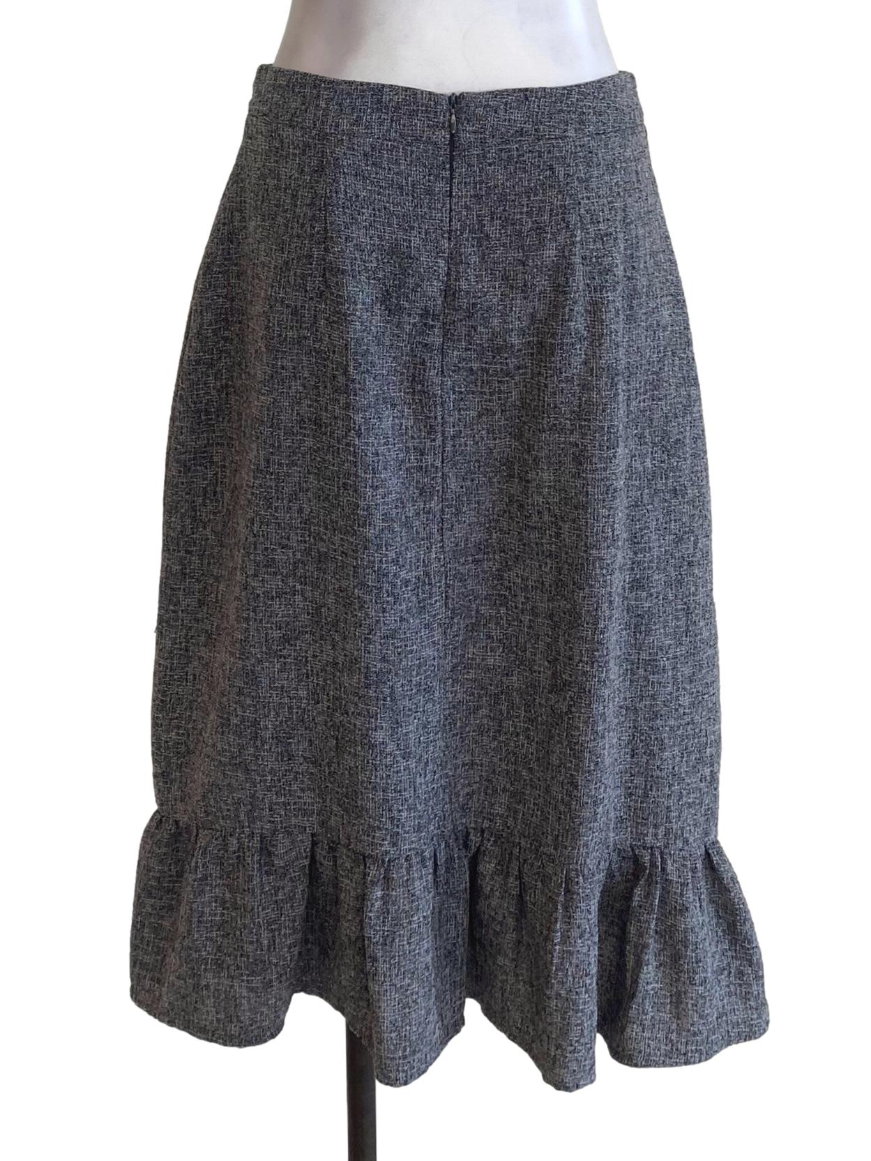 Grey Twill Button Down Skirt