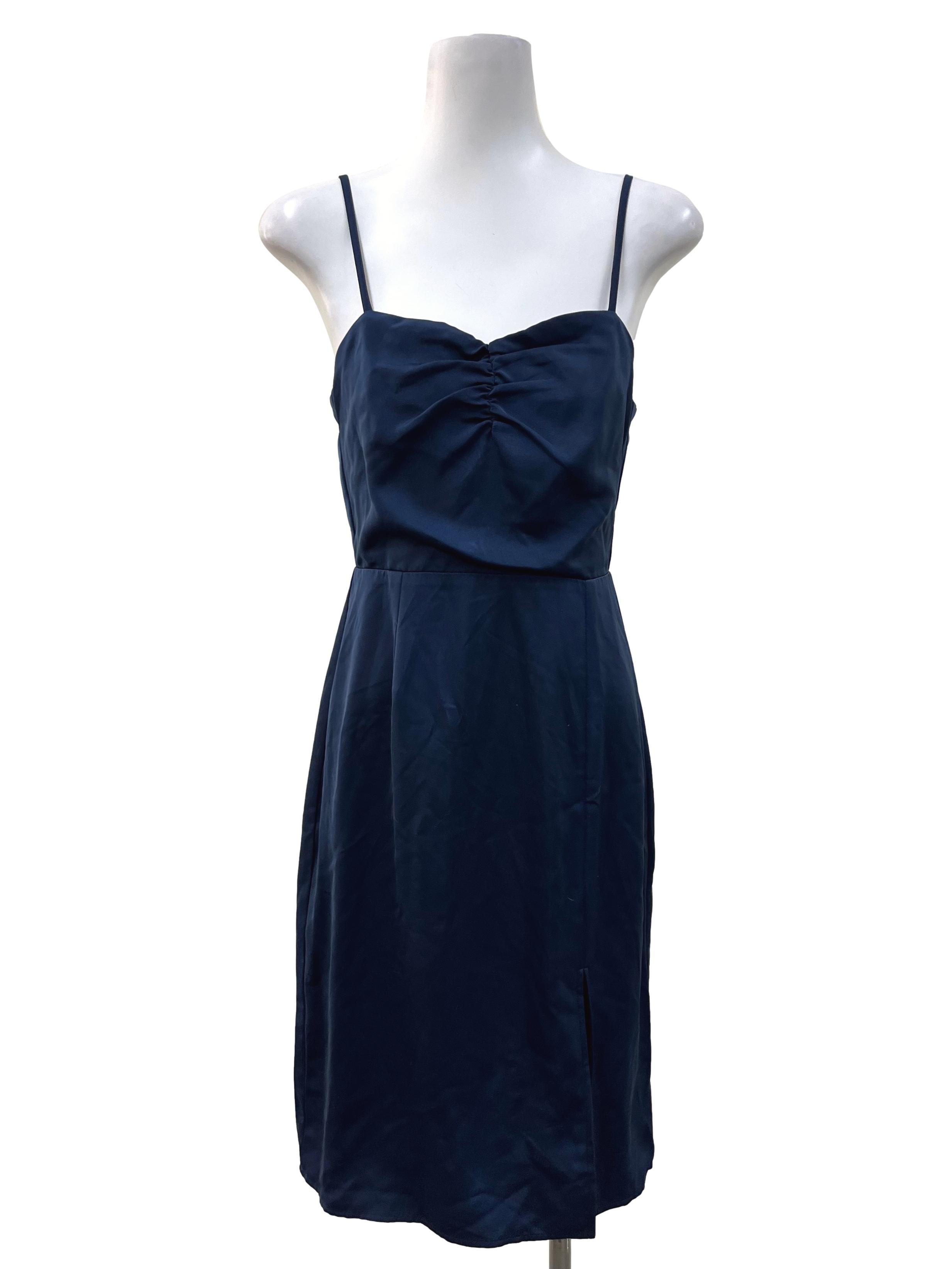 Blue Ruched Spaghetti Strap Dress