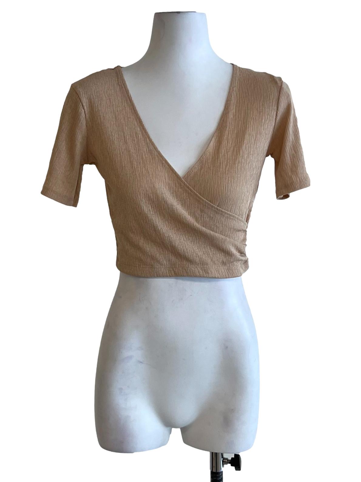 Beige V-Neckline Blouse