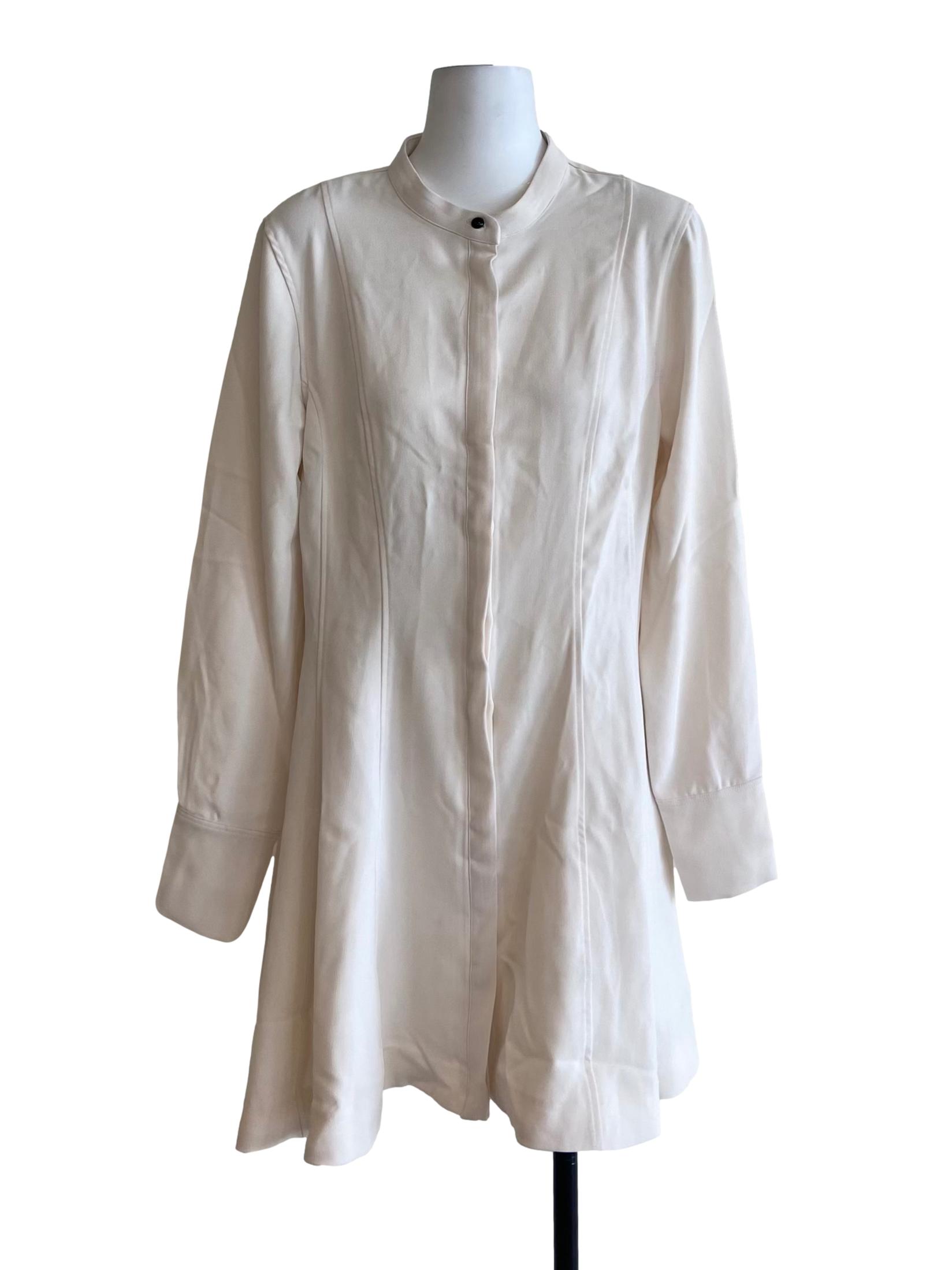 Eggshell Beige Button Down Shirt Dress