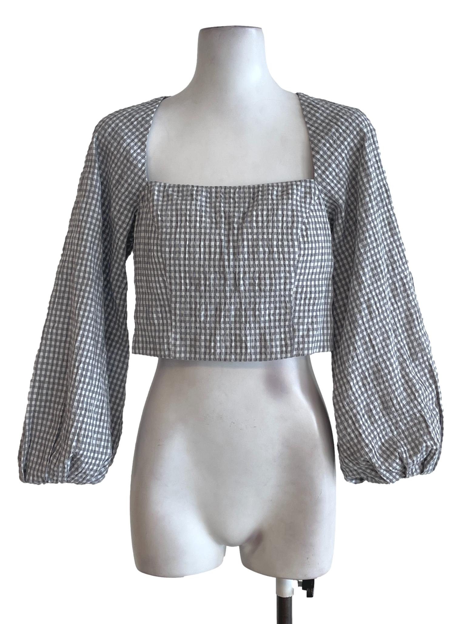 Grey Gingham Top LB
