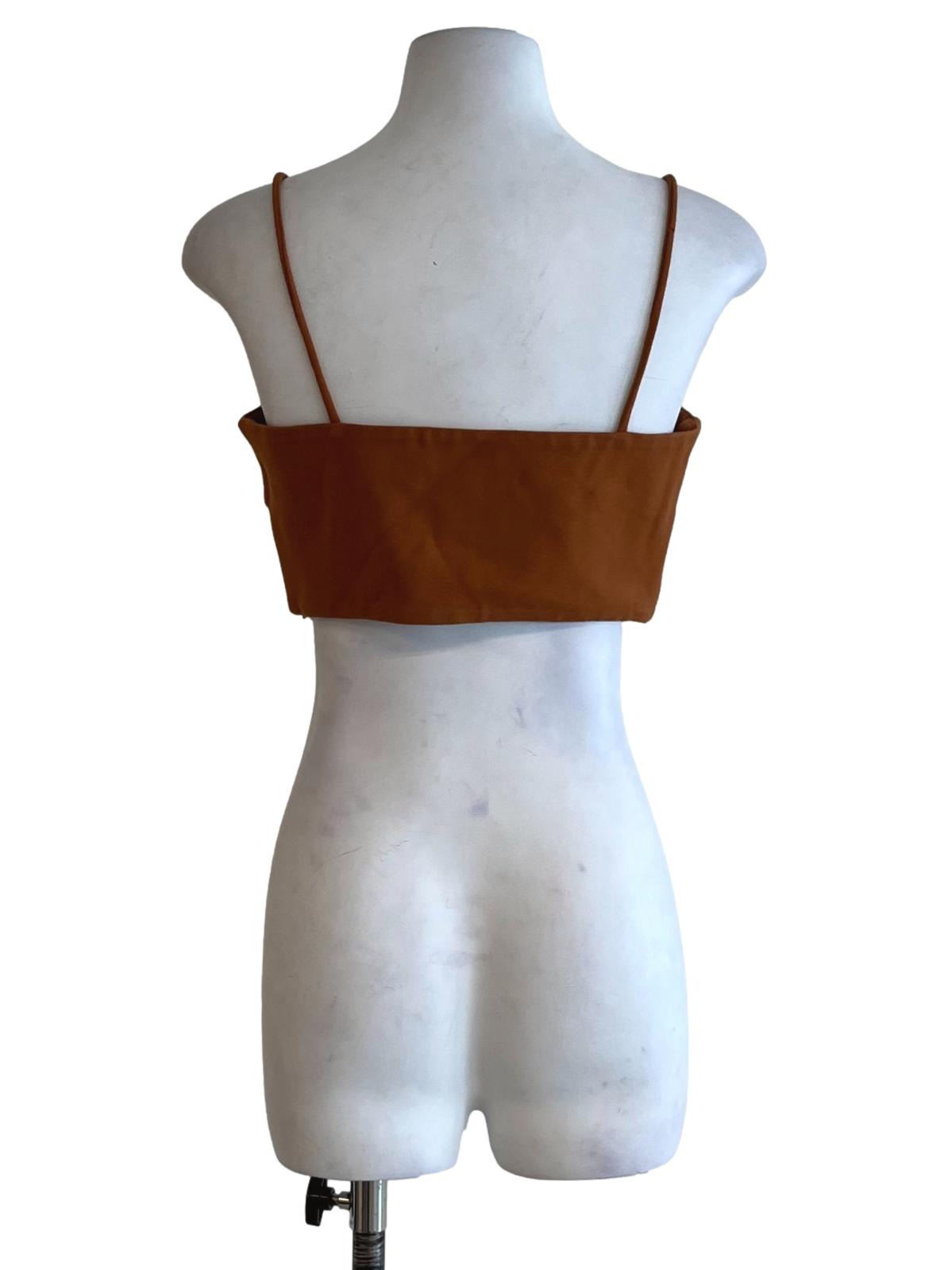Brown Spaghetti Strap Cropped Top