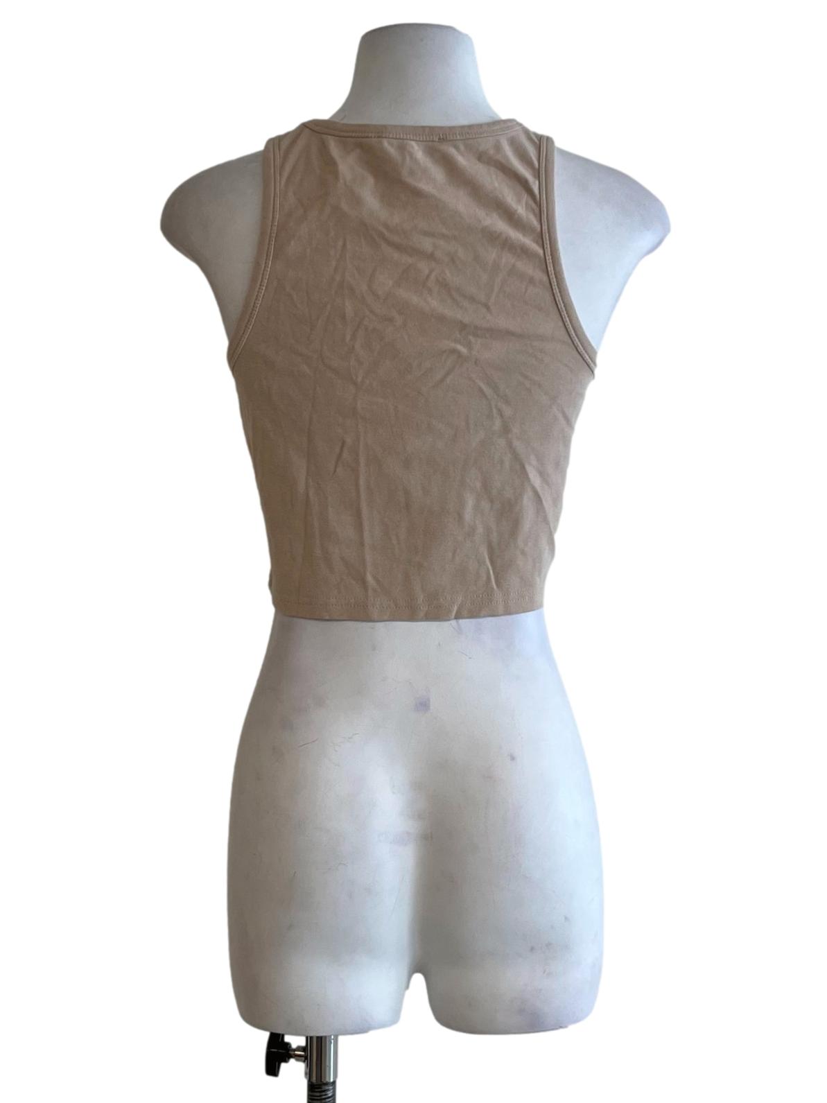 Beige Jewel Neckline Tank Top