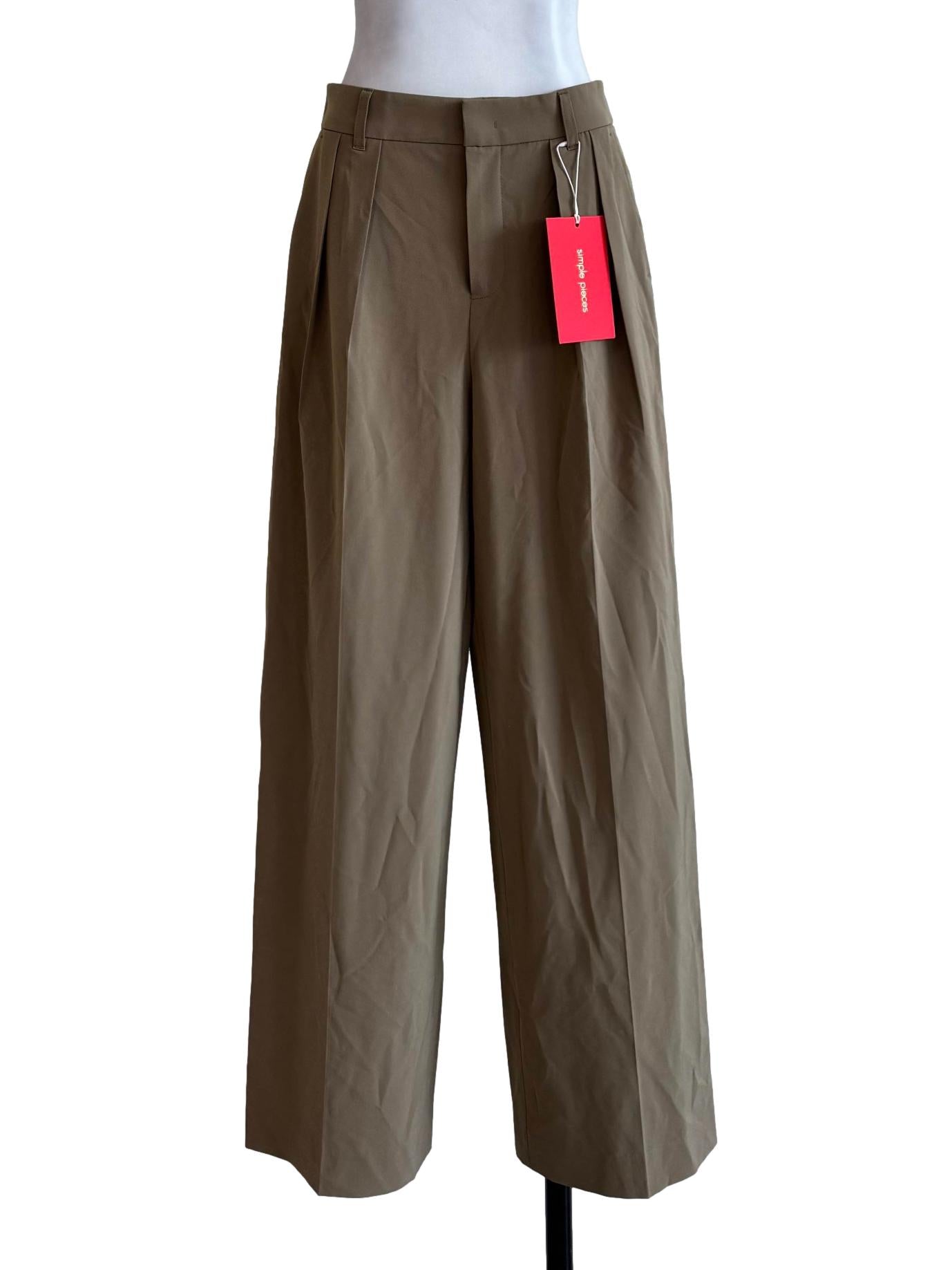 Moss Green Straight Cut Pants