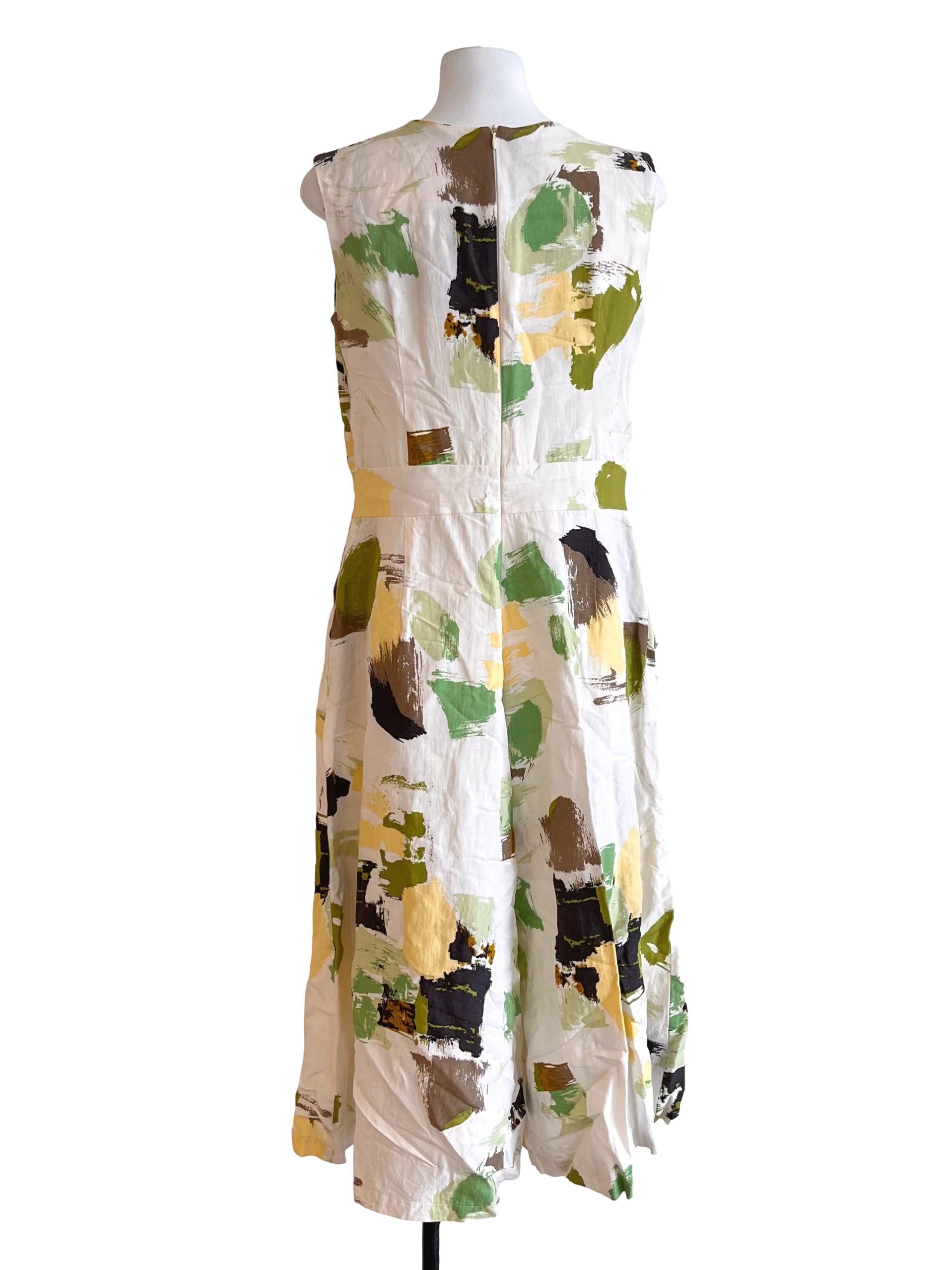 Ivory Beige Abstract Print Jumpsuit
