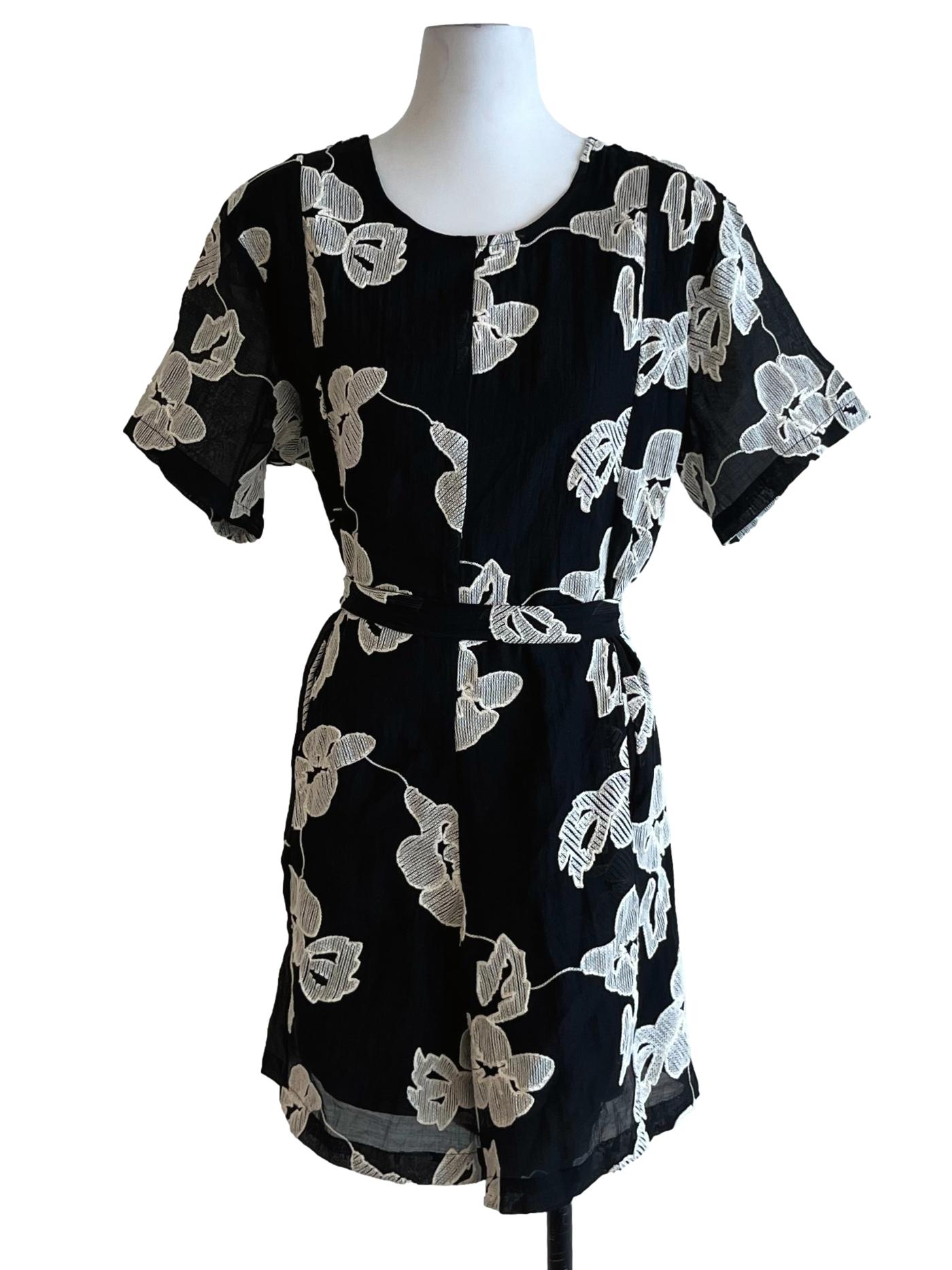 Black Jewel Neckline Empire Dress