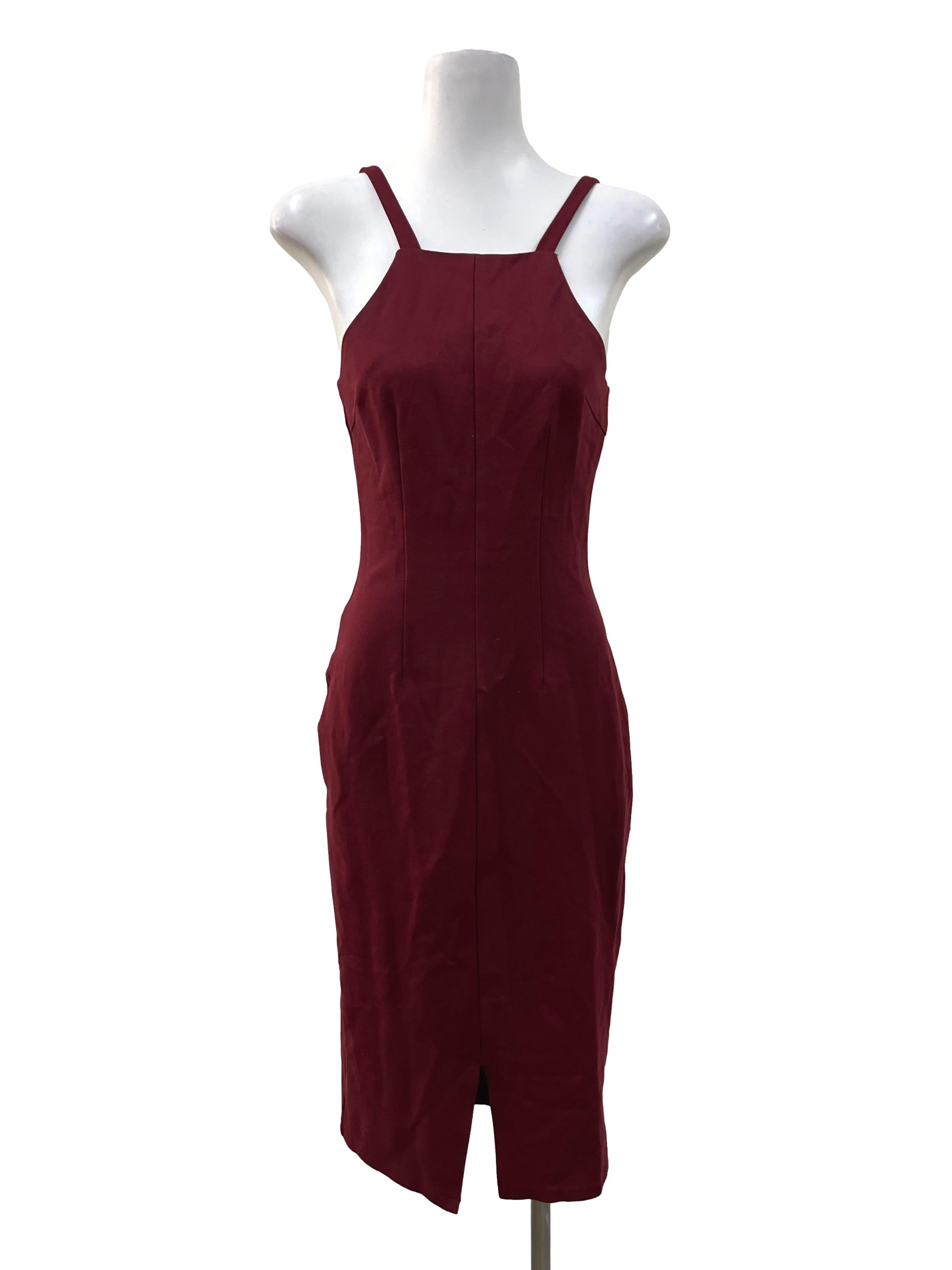 Maroon Halter Neck Dress