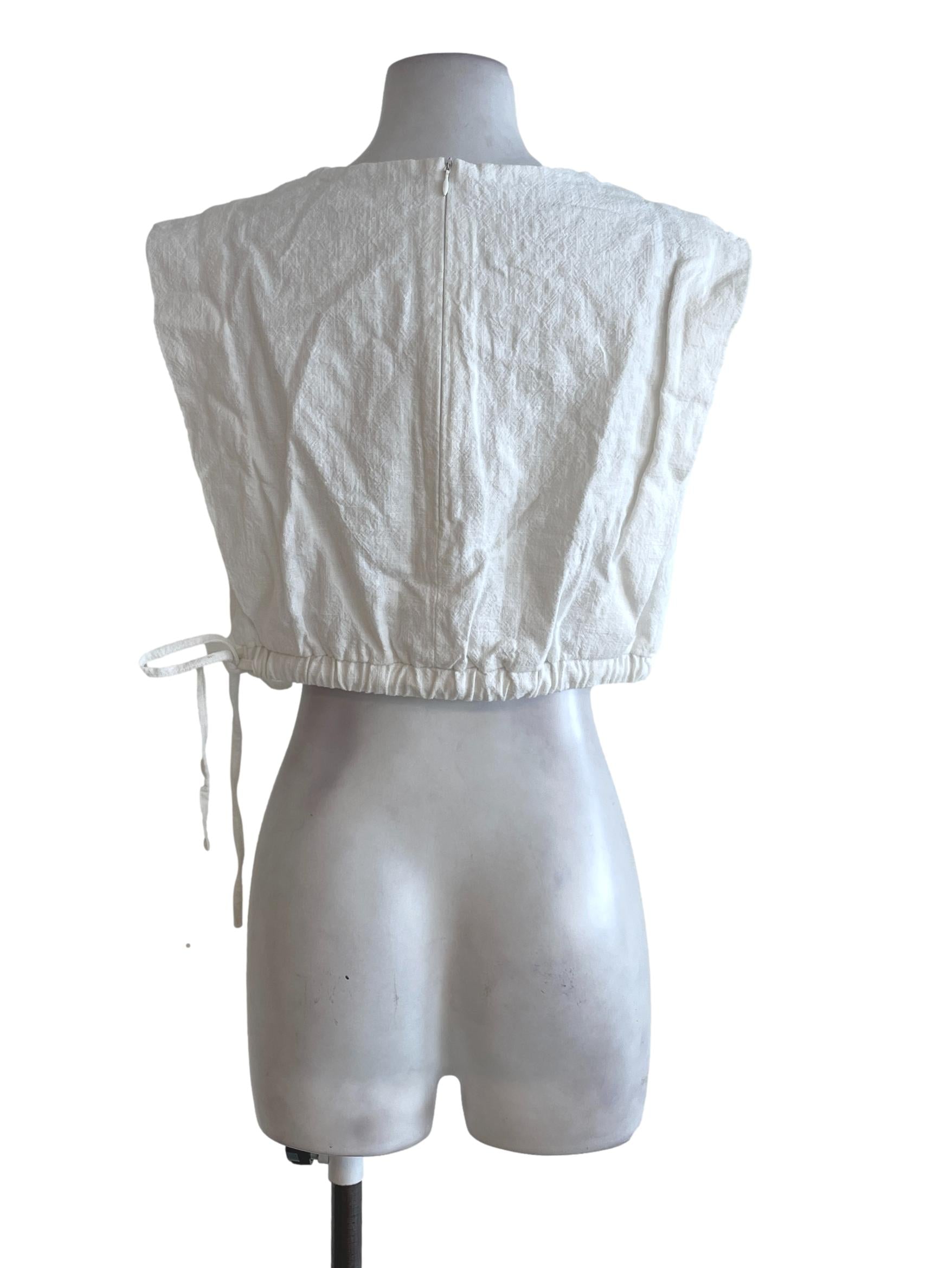 White Plain V Neck Top