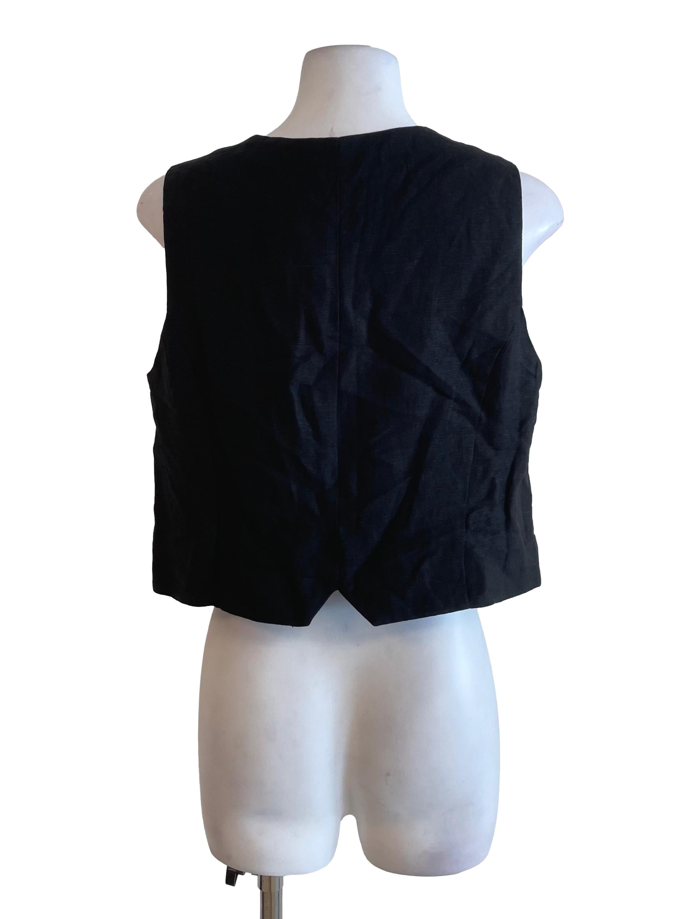 Black Button Up Crop Vest
