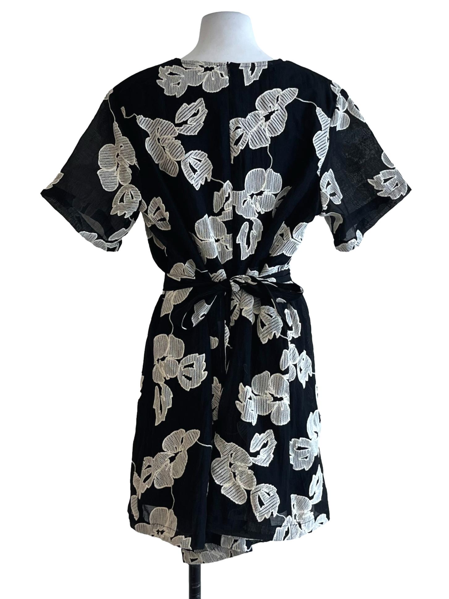 Black Jewel Neckline Empire Dress