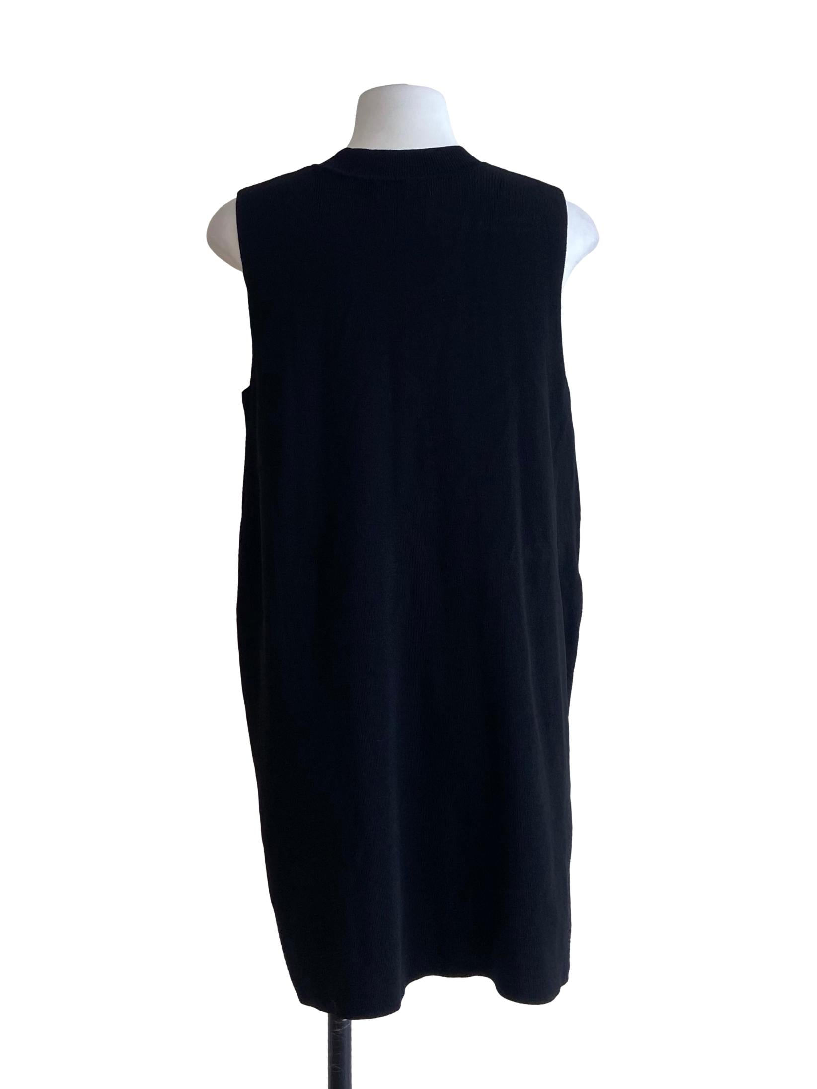 Black Pencil Stripe Slit Slip Dress