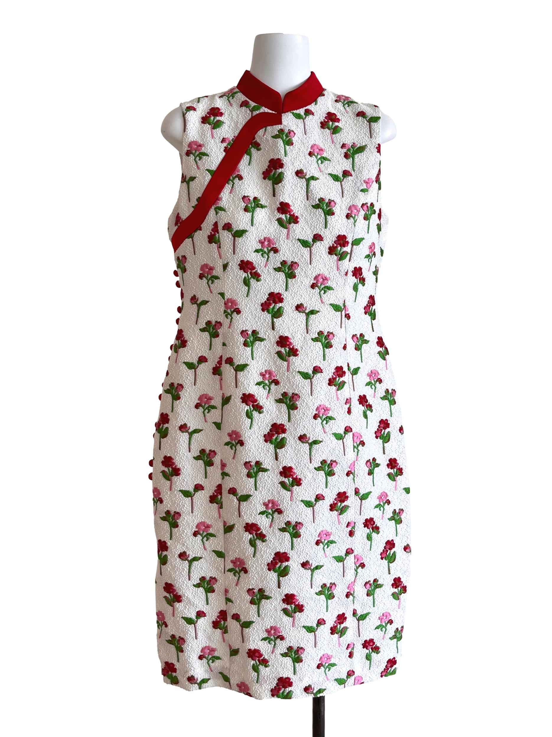 Ivory White Cherry Blossom Cheongsam