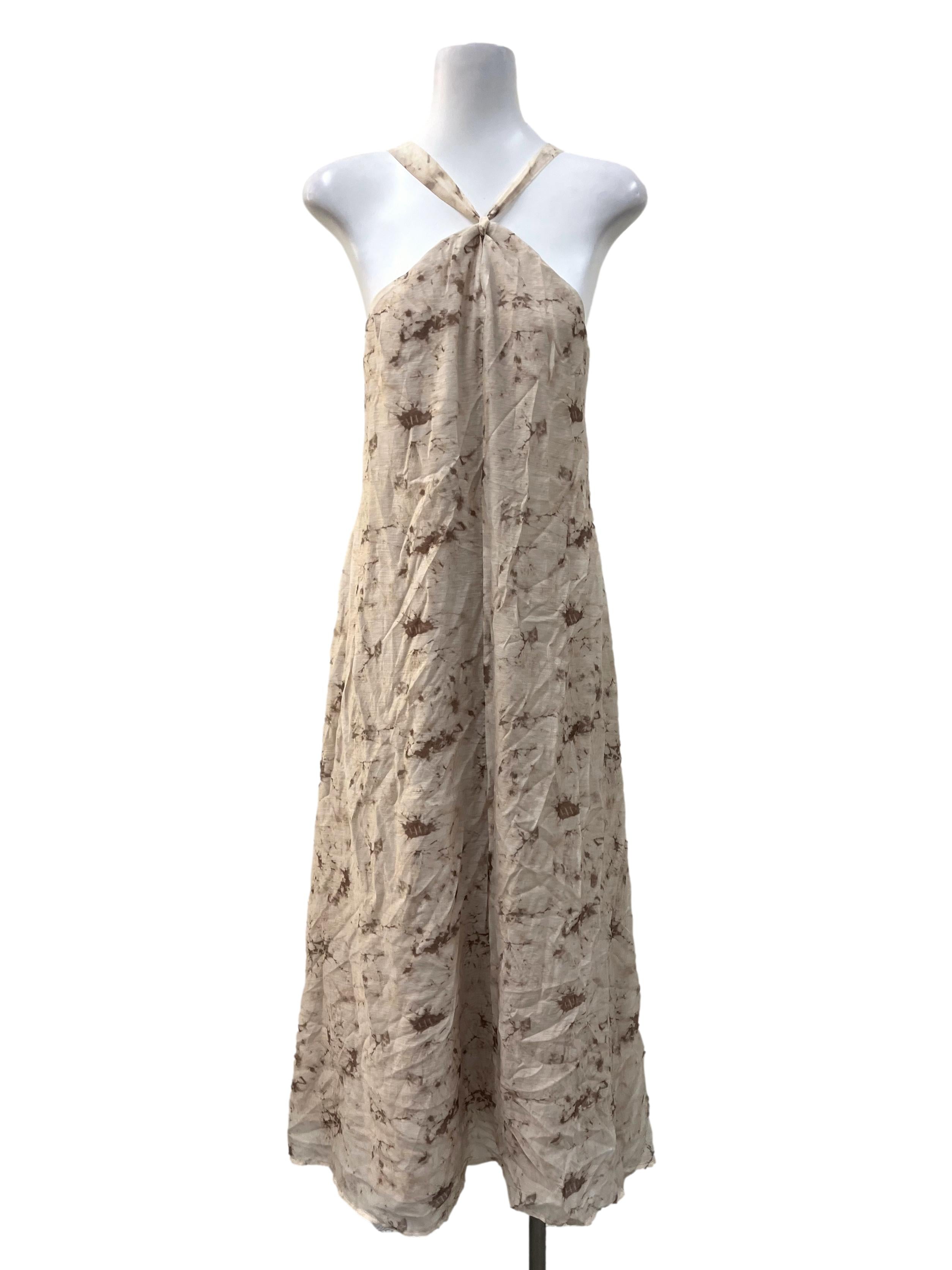 Light Brown Tie Dye Halter Dress