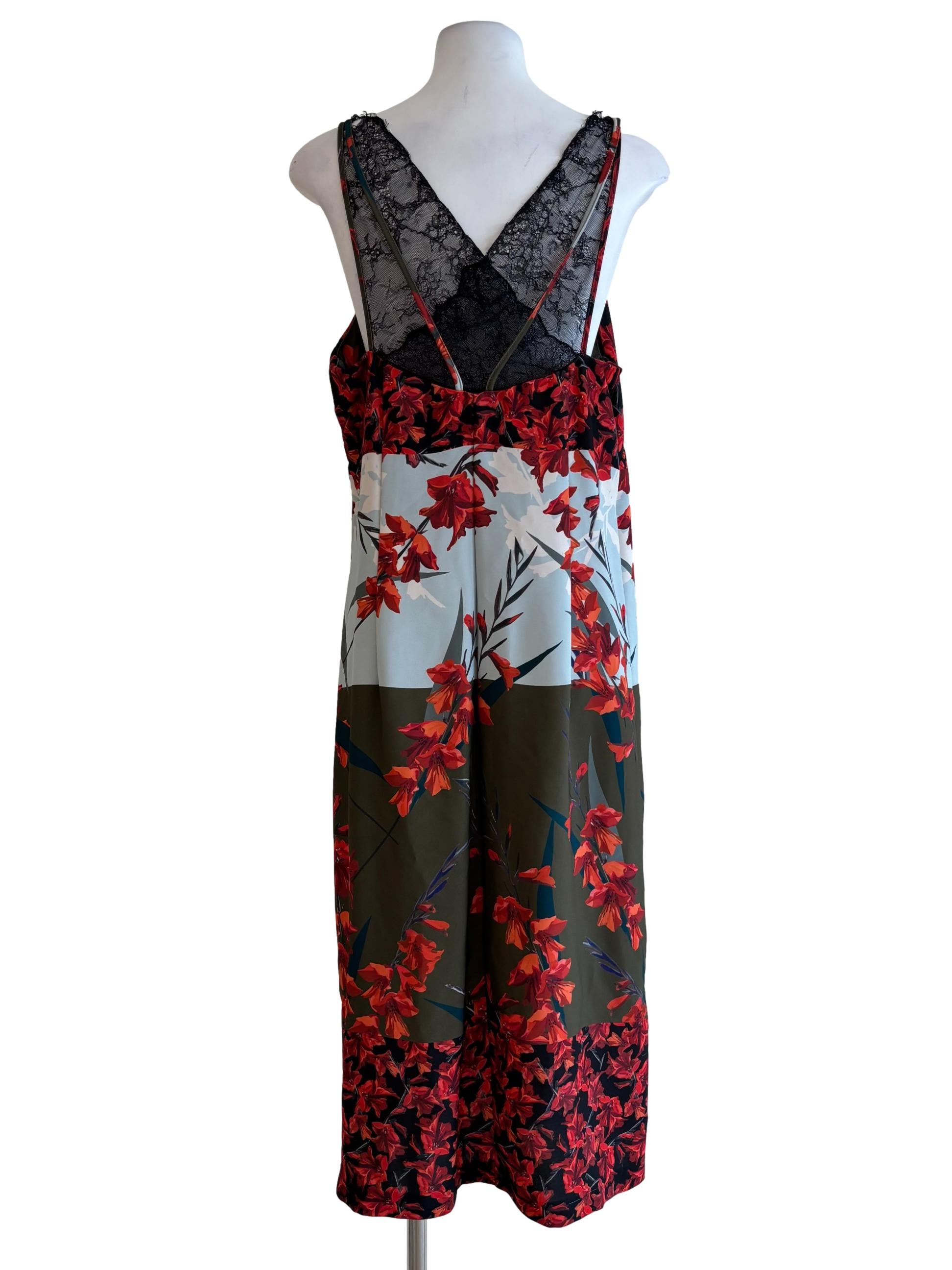 Red Olive Green Patterned Straight Dress