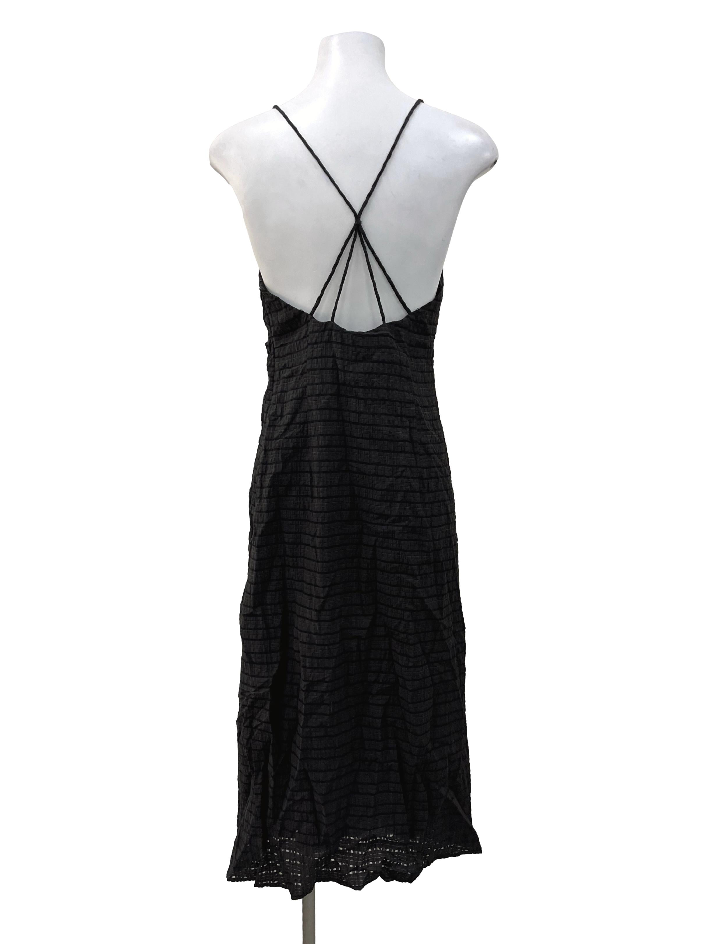 Black Gingham Textured Dress