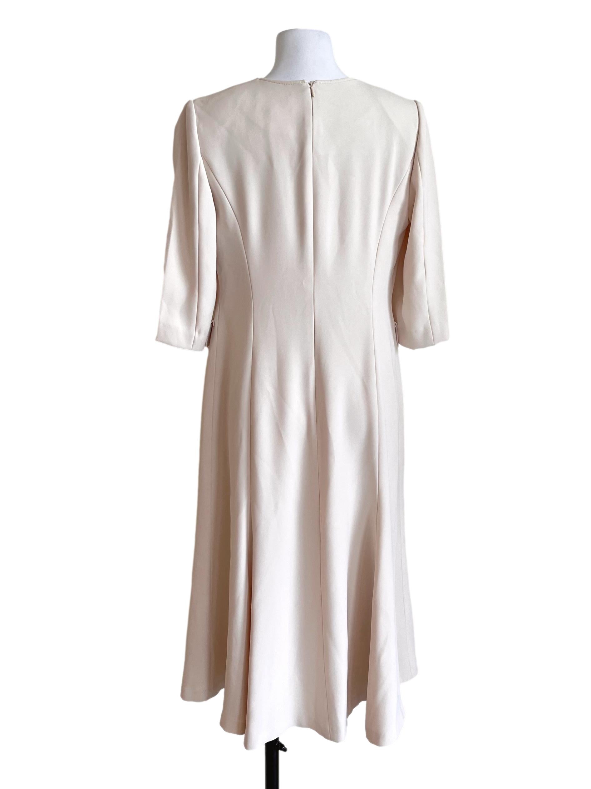 Ivory Beige V-Neck Dress