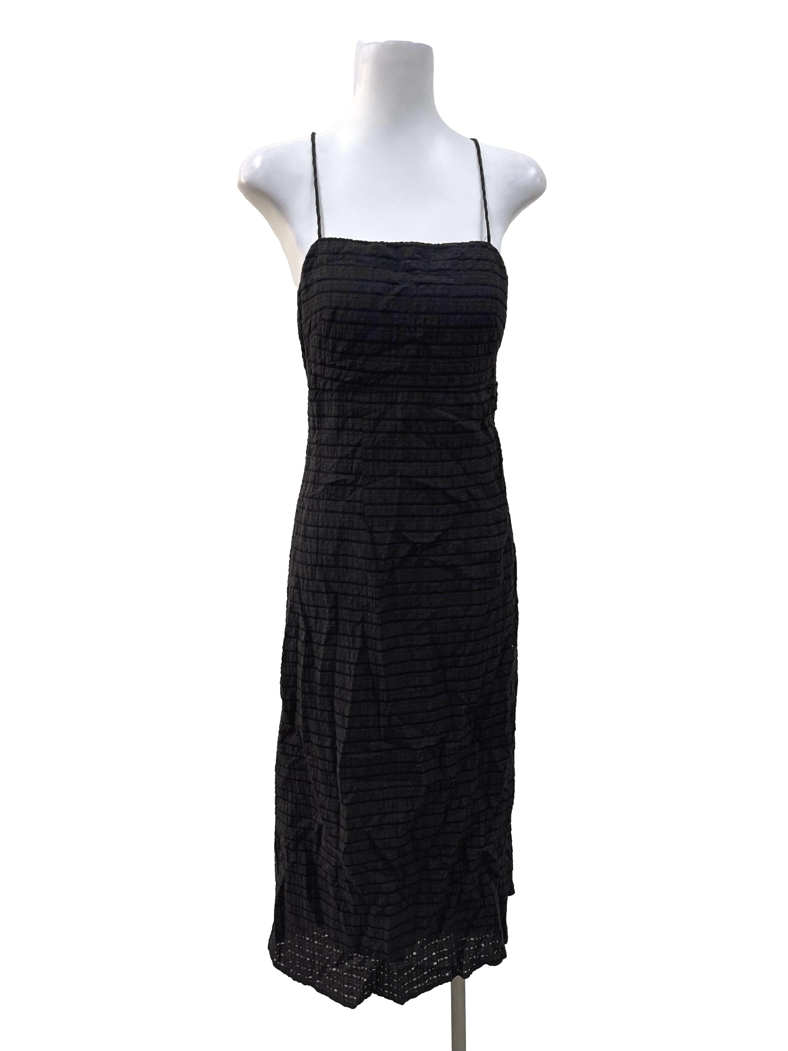 Black Gingham Textured Dress