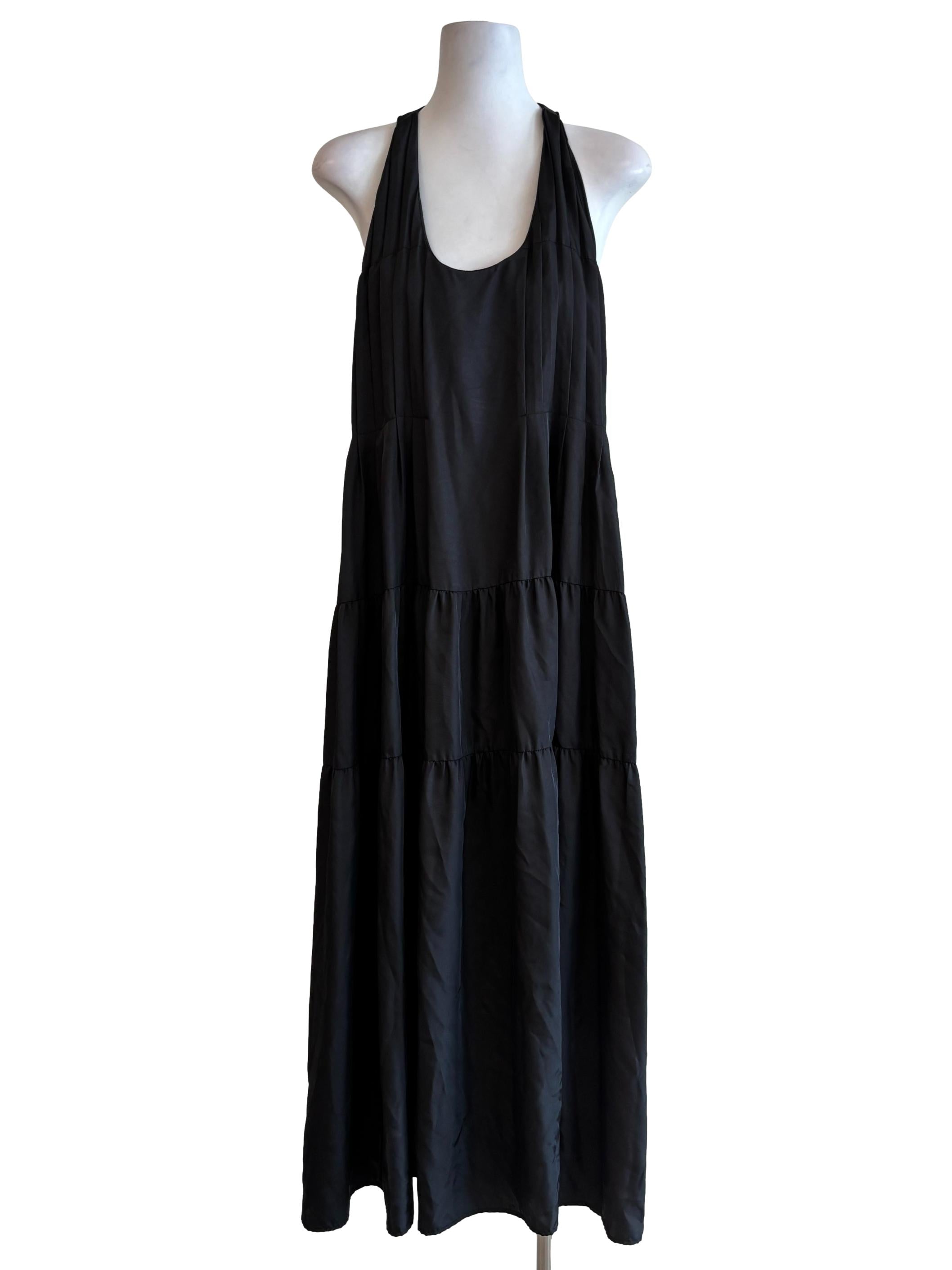 Jet Black Flare Halter Dress