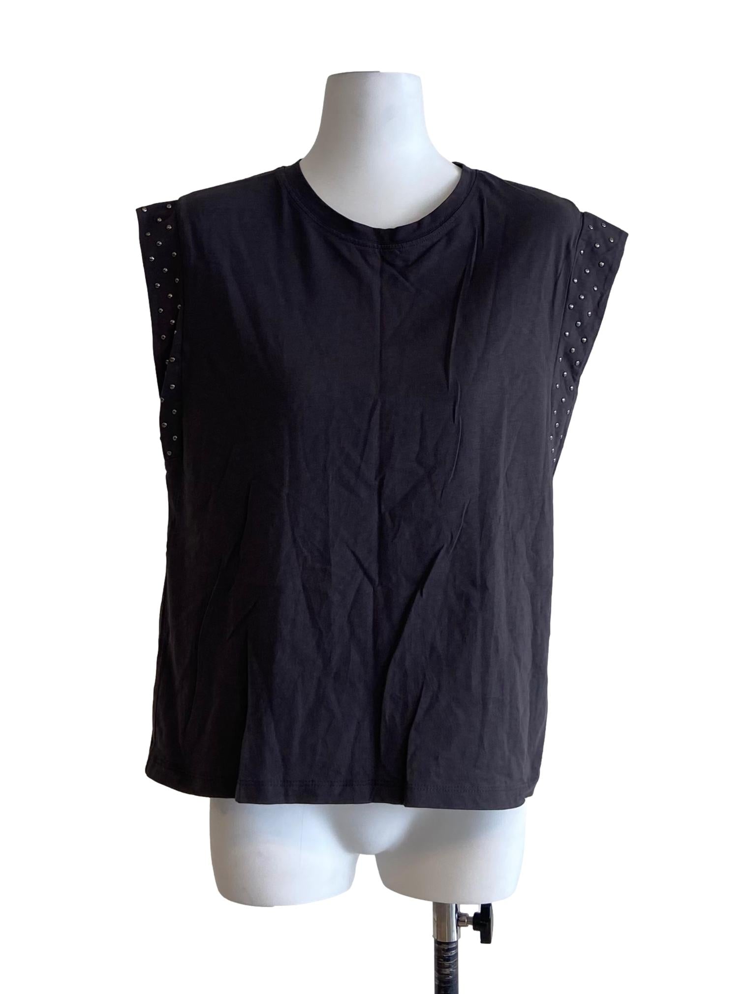 Fog Grey Studs Sleeveless Top
