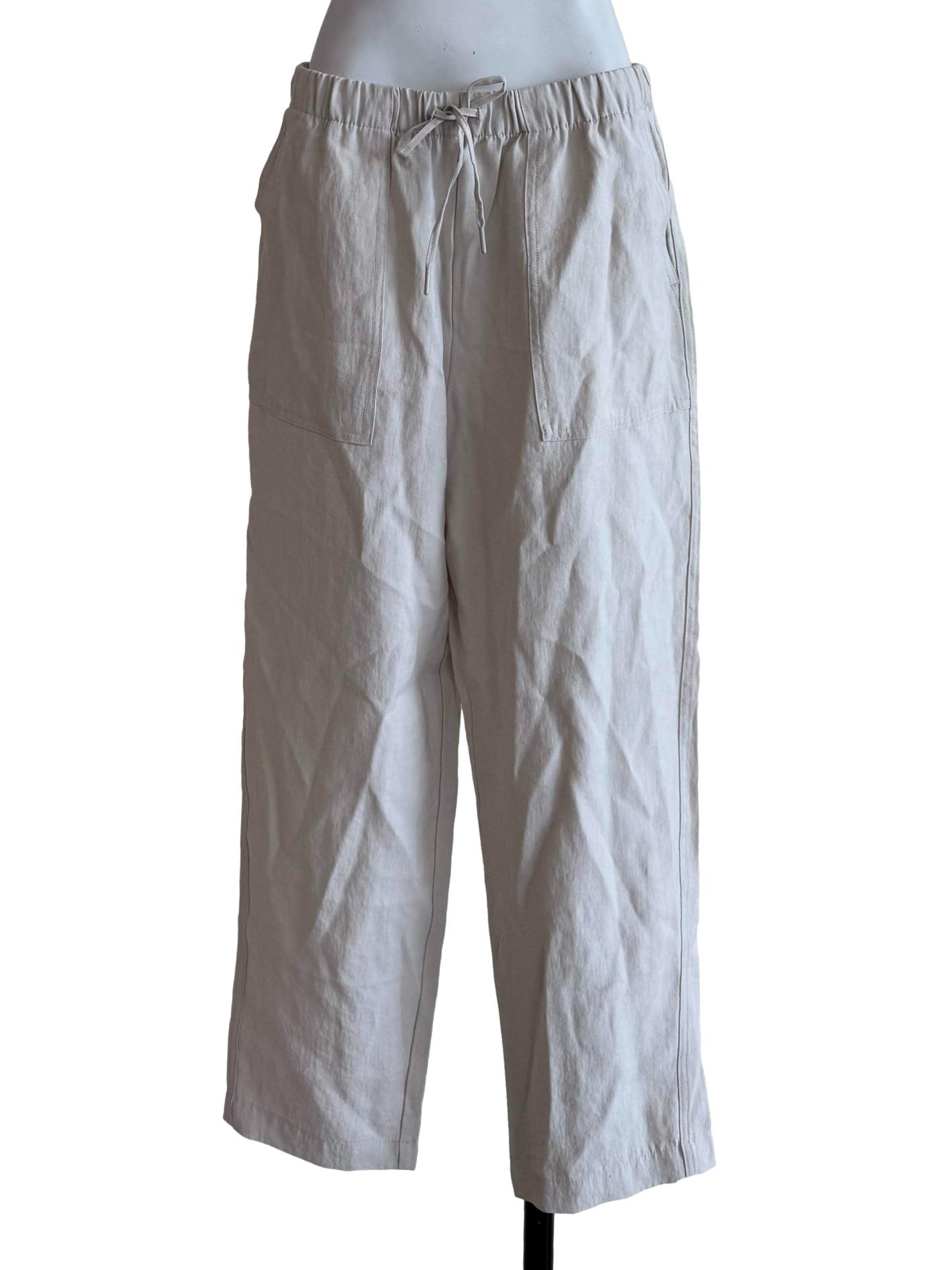 Pale White Pencil Cut Pants
