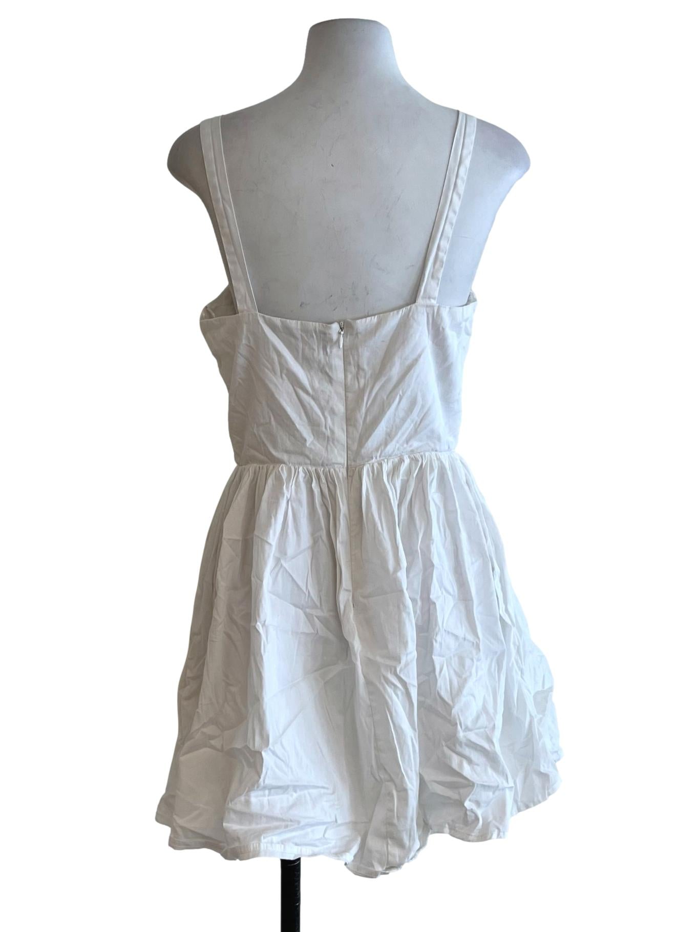 White Square Neckline A-Line Dress