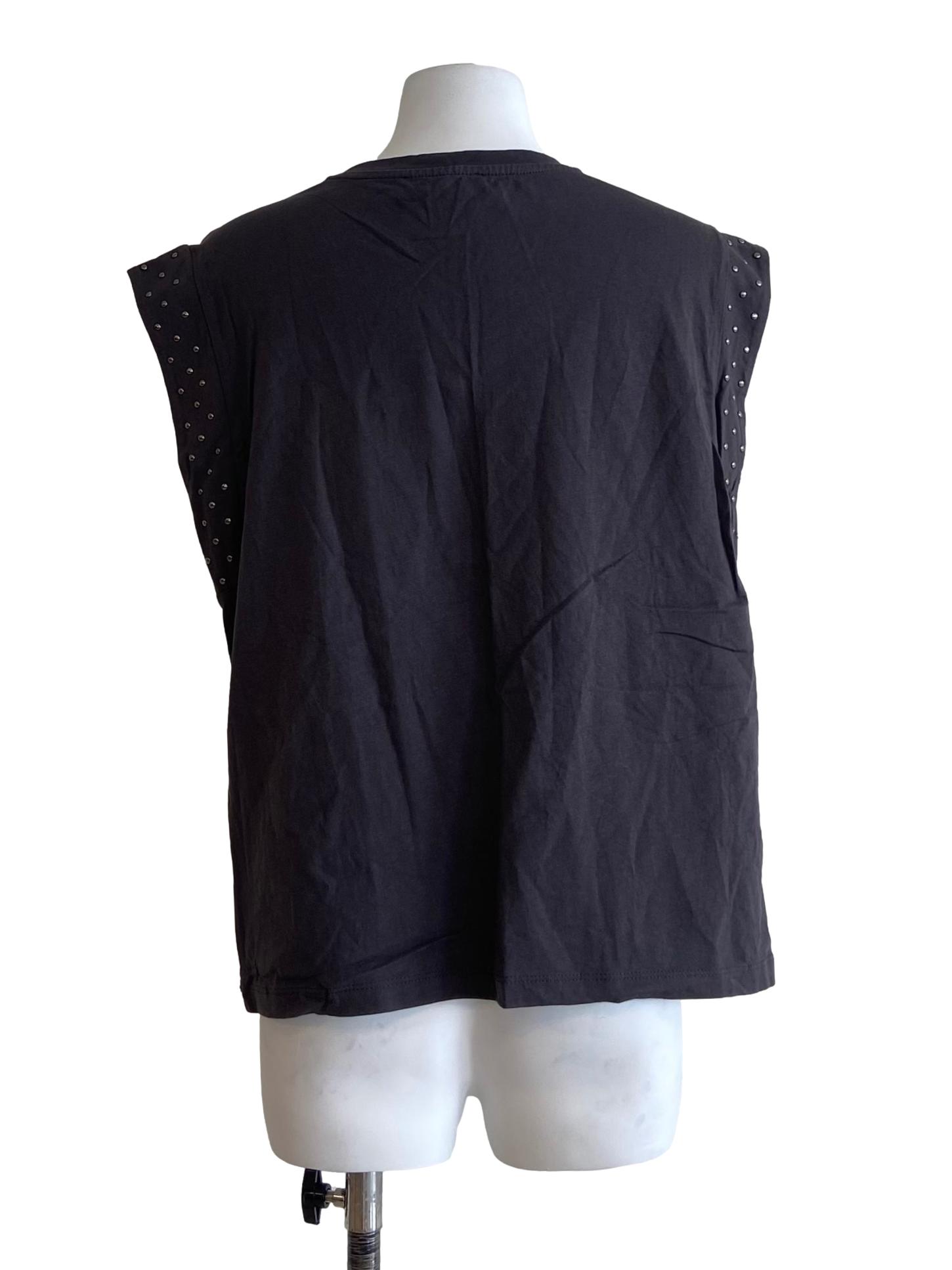 Fog Grey Studs Sleeveless Top
