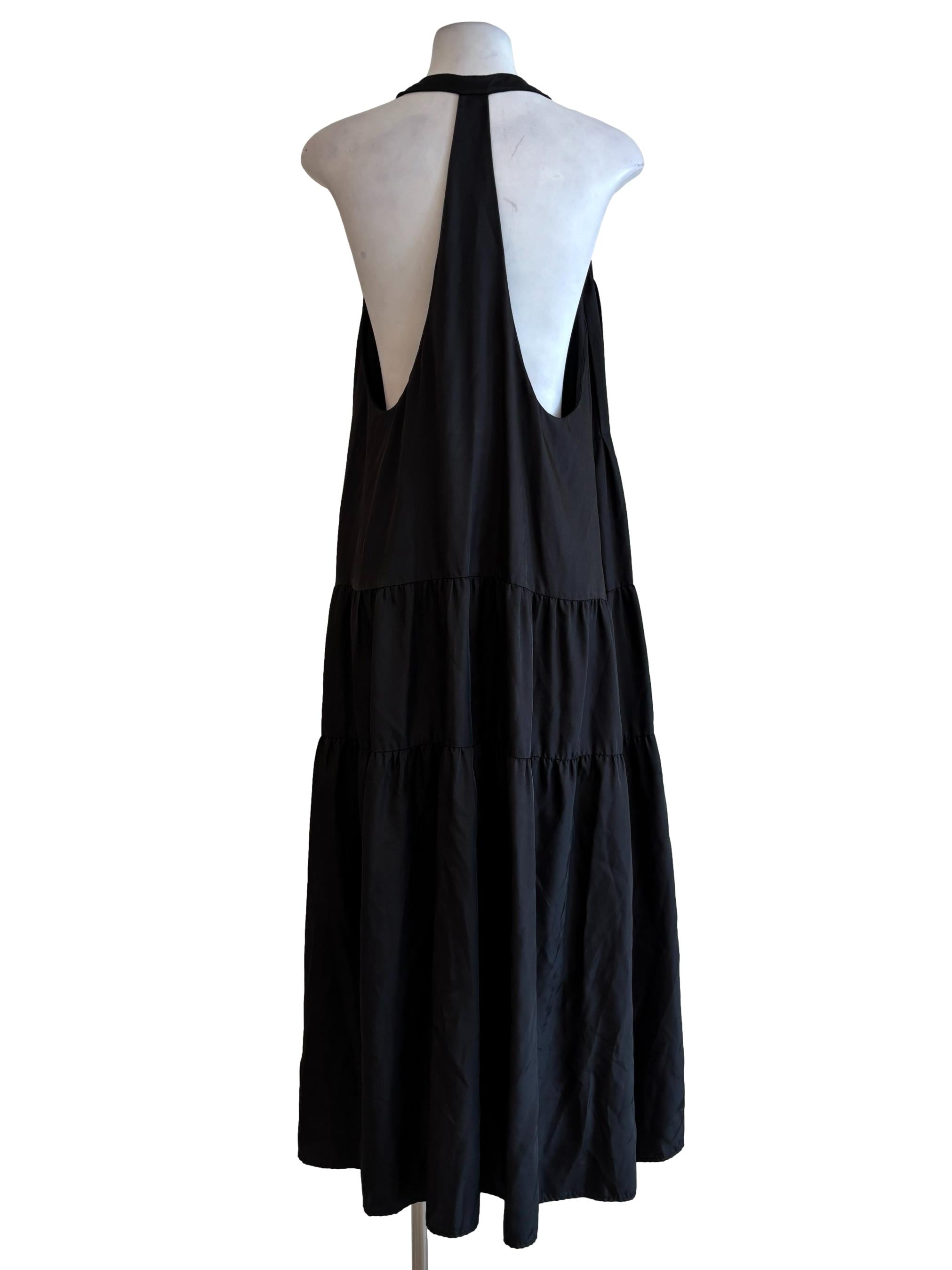 Jet Black Flare Halter Dress