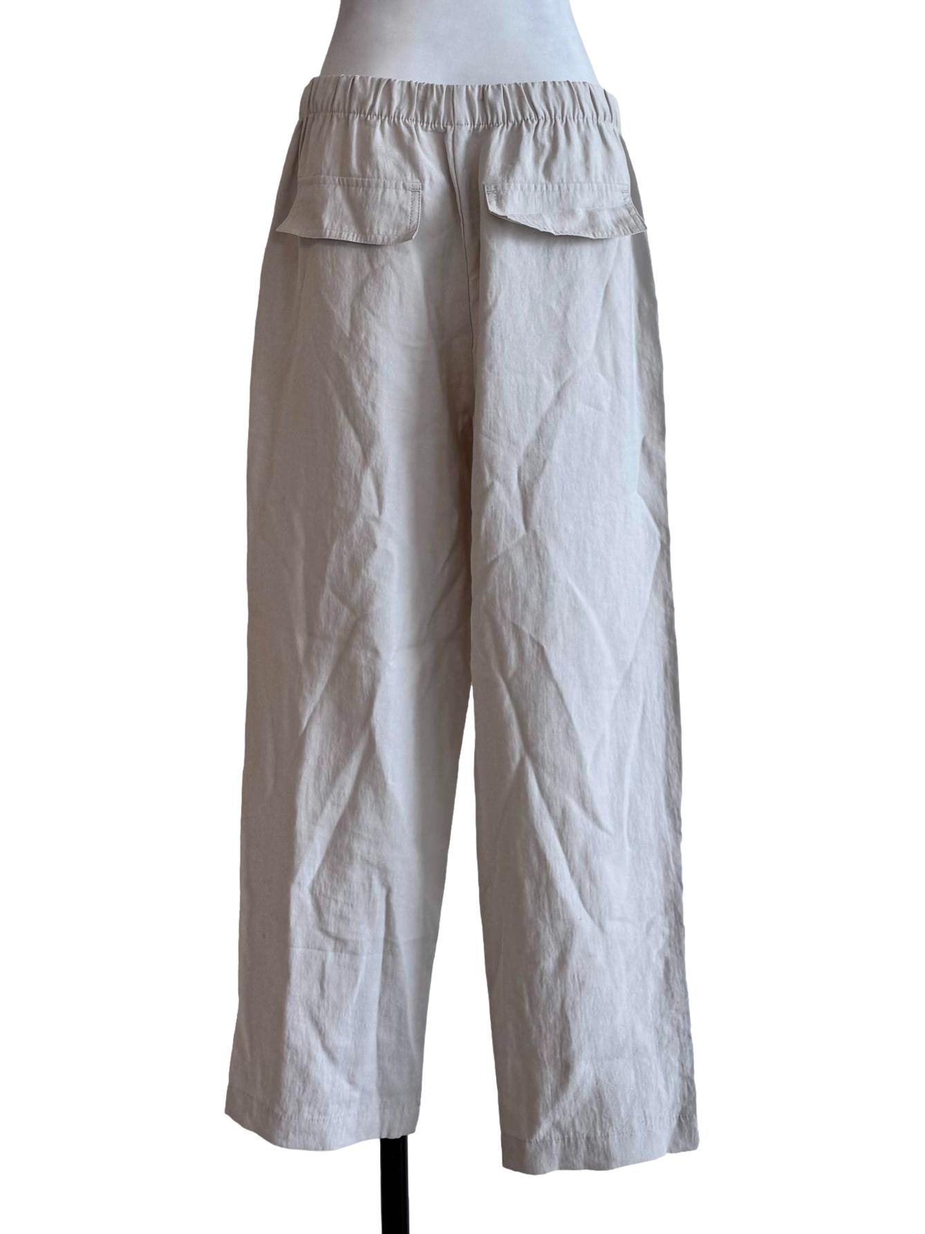 Pale White Pencil Cut Pants