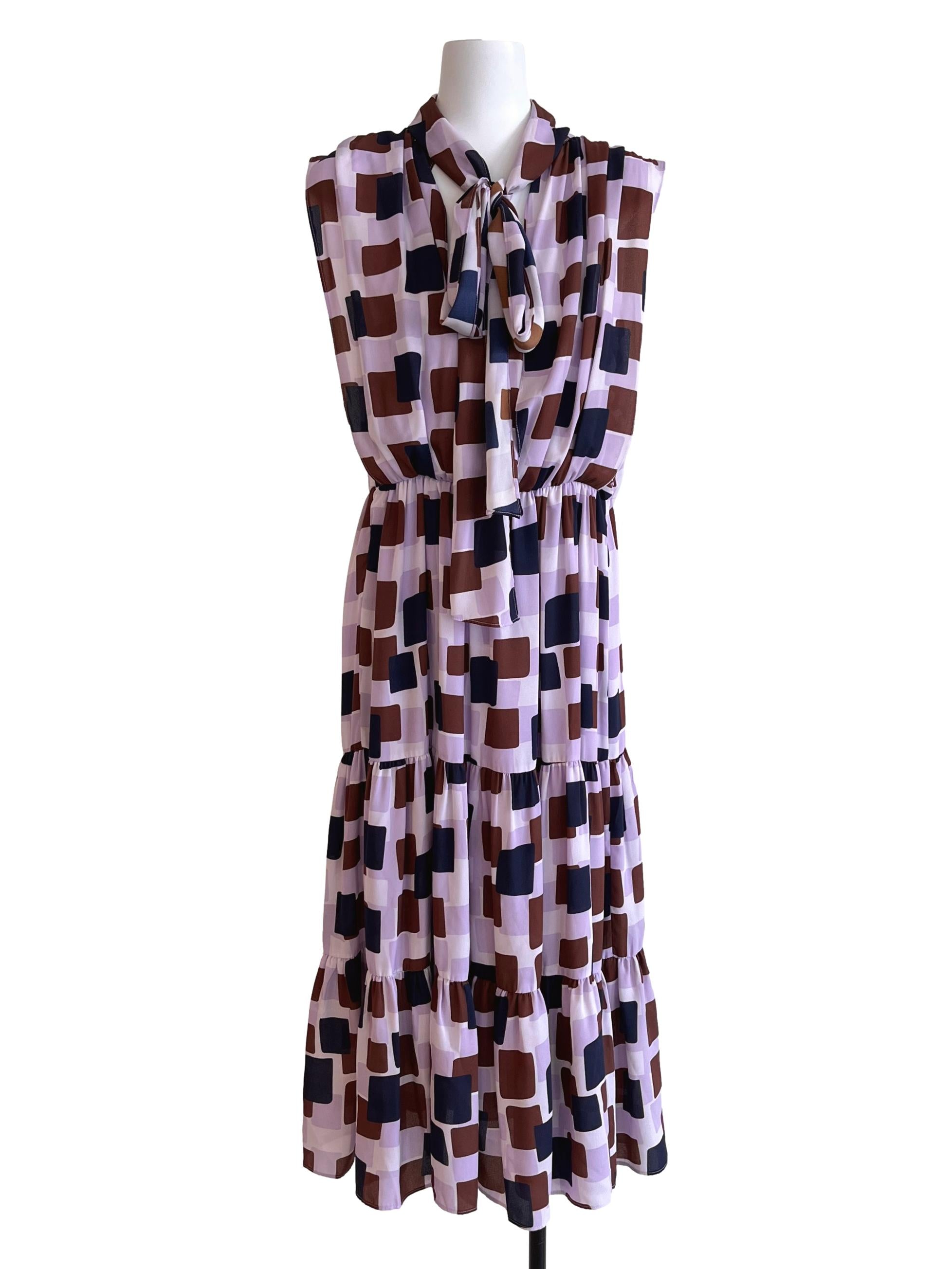 Iris Purple Geometric Print Dress