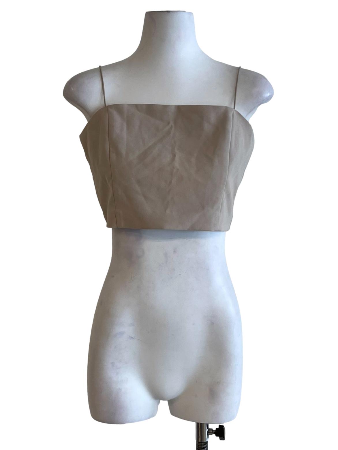 Beige Spaghetti Strap Cropped Top
