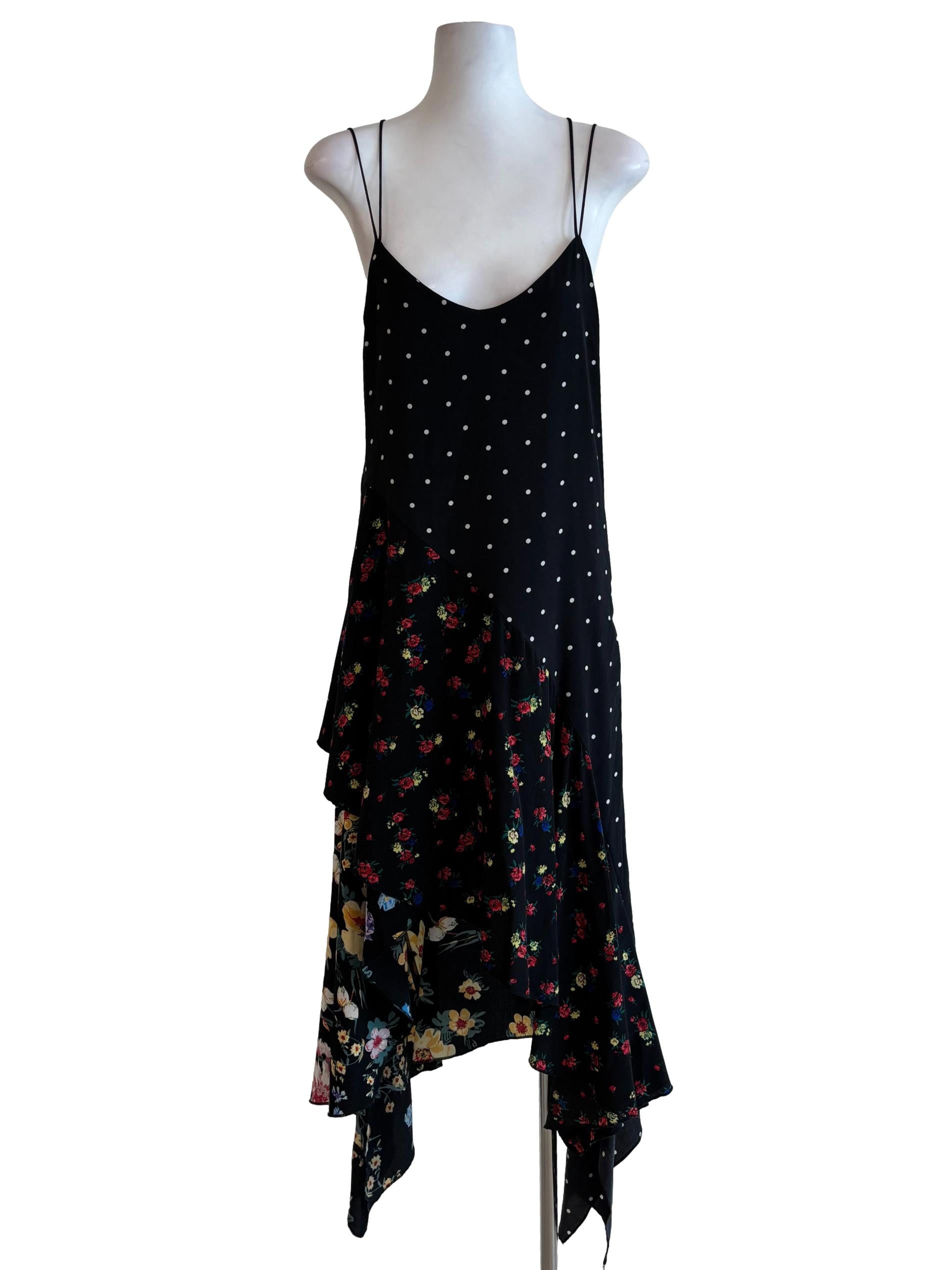 Black Polka Dot Floral Mix Pattern Dress